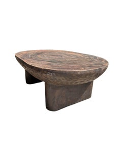 Suar Wood Table Hand-Hewn Detailing Espresso Finish, Modern Organic