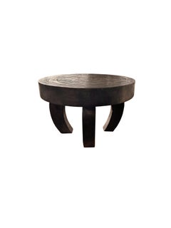 Suar Wood Table Hand-Hewn Detailing Espresso Finish, Modern Organic