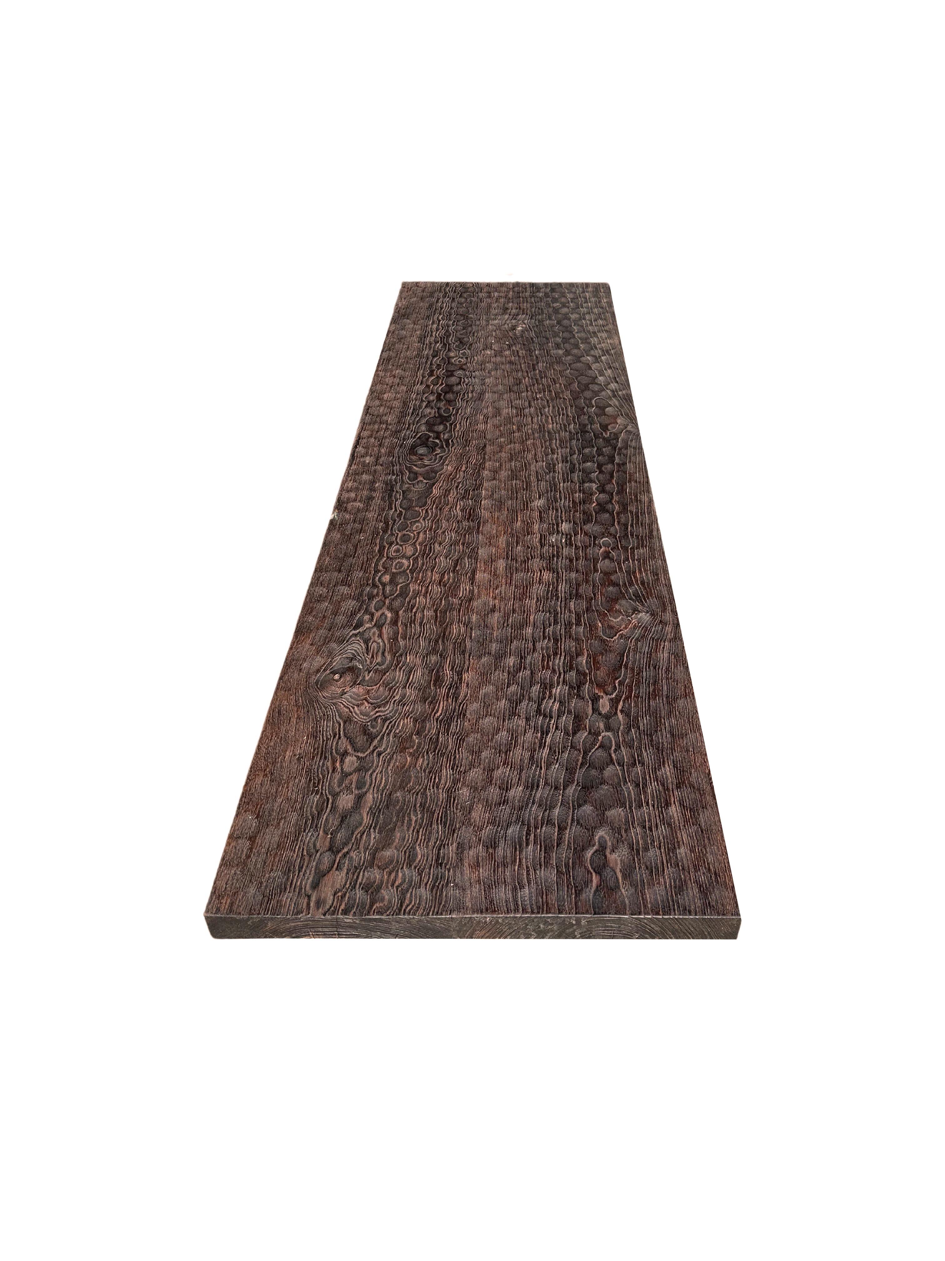 Suar Wood Table Hand-Hewn Detailing Espresso Finish, Modern Organic In New Condition For Sale In Jimbaran, Bali