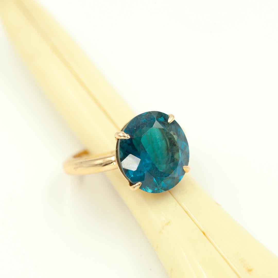 SUAREZ Anillo de oro rosa de 18 quilates con topacio azul de Londres en venta 3