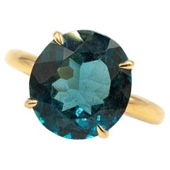 SUAREZ Anillo de oro rosa de 18 quilates con topacio azul de Londres