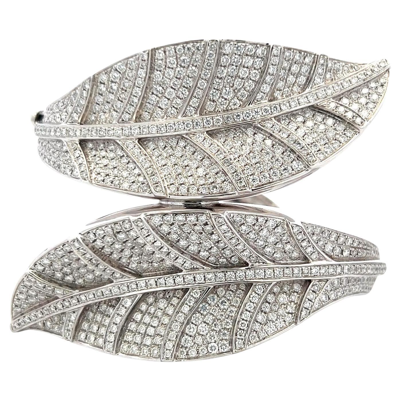 Suarez Bracelet jonc en or blanc 18 carats avec diamants brillants ronds de 7,00 carats