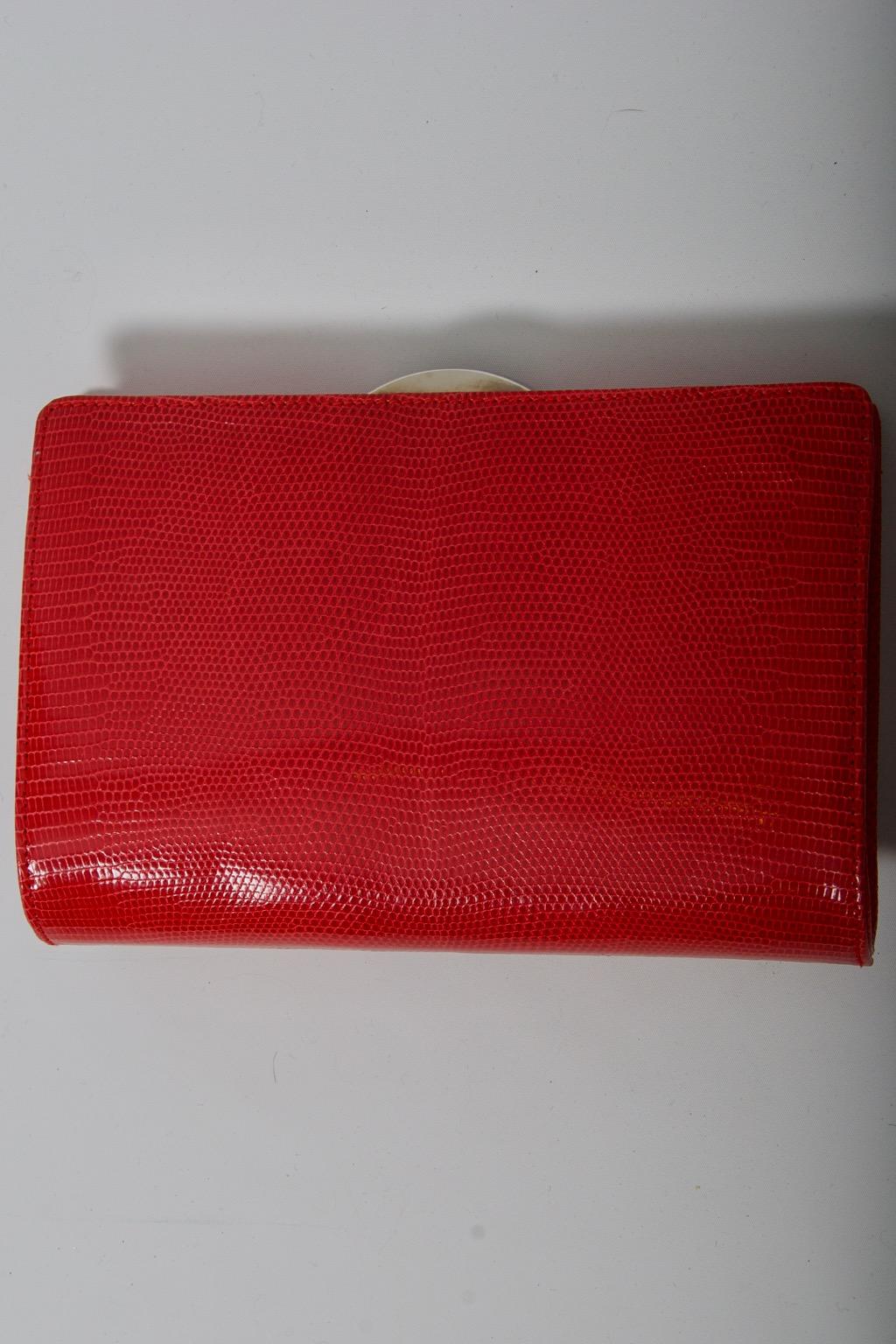 Suarez Red Lizard Covertible Clutch For Sale 1