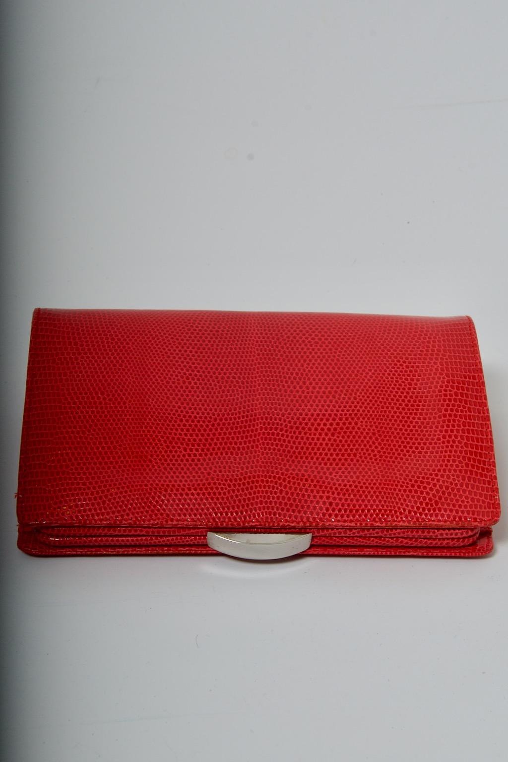 Suarez Red Lizard Covertible Clutch For Sale 2