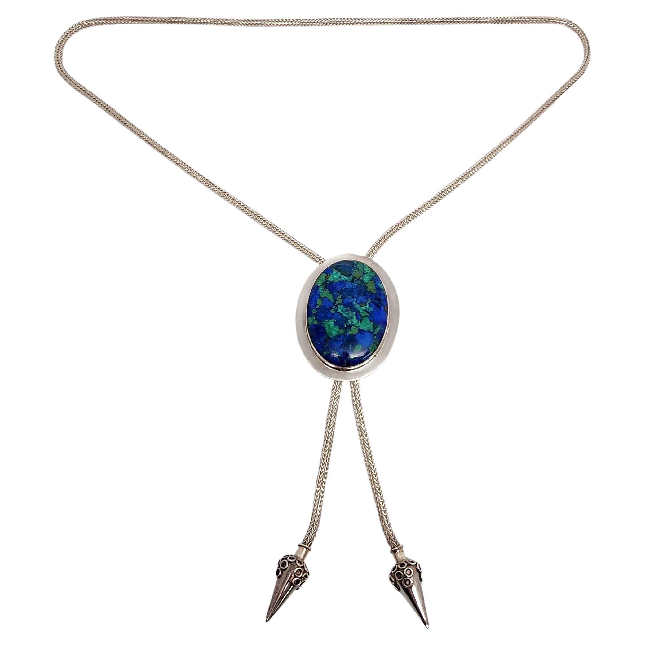 Sterling silver bolo tie with Blue Gem turquoise and coral overlay by ...