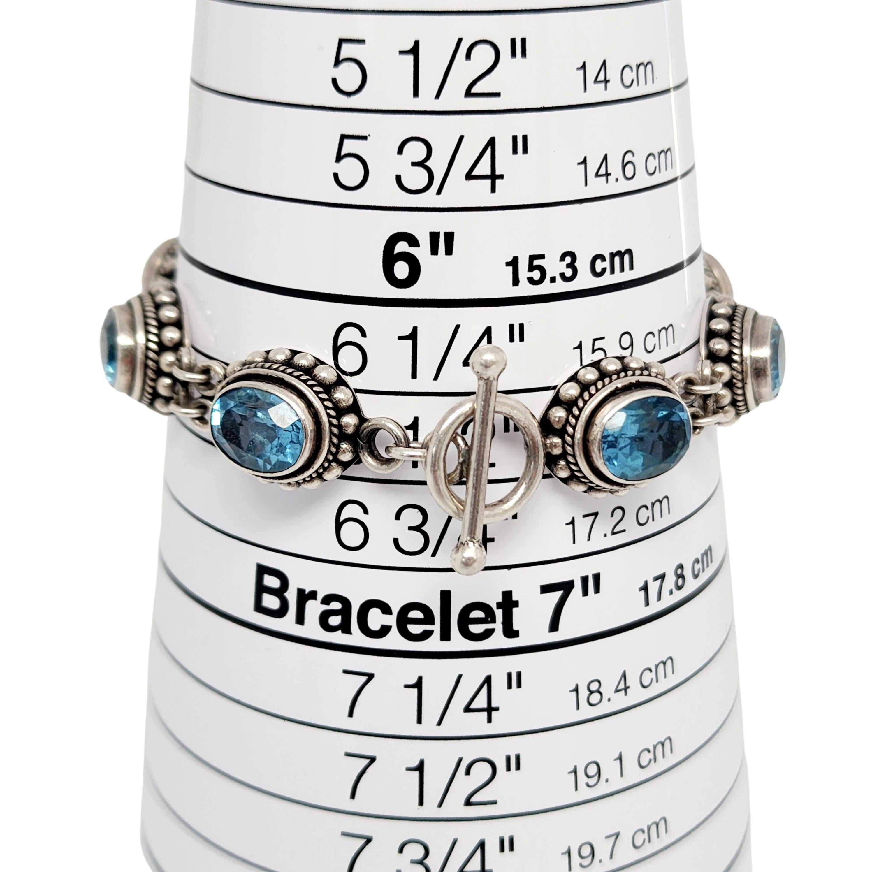 Suarti BA Sterling Silver Blue Topaz Toggle Bracelet & Earrings Set #13353 For Sale 4