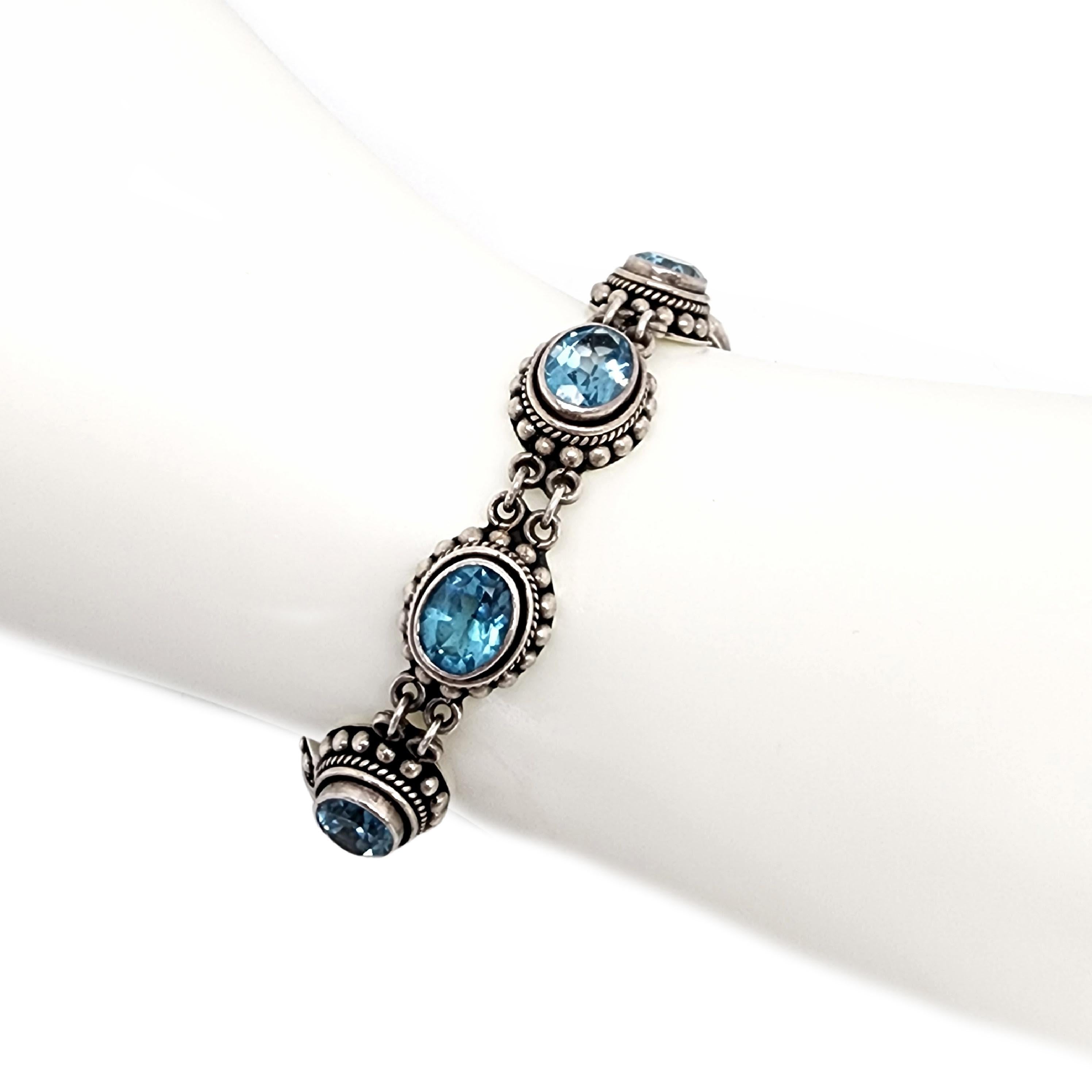 Suarti BA Sterling Silver Blue Topaz Toggle Bracelet & Earrings Set #13353 For Sale 7