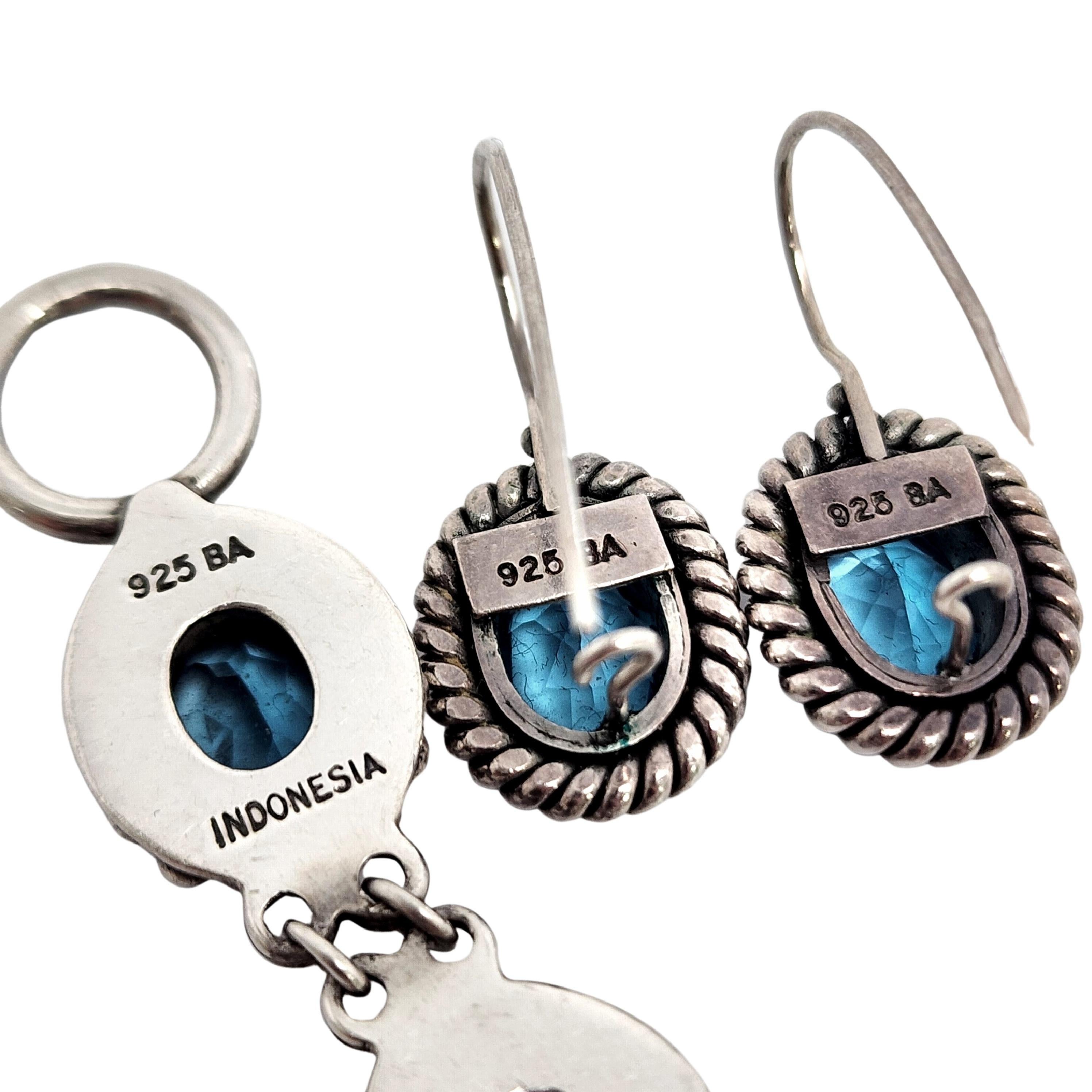 Suarti BA Sterling Silver Blue Topaz Toggle Bracelet & Earrings Set #13353 For Sale 3