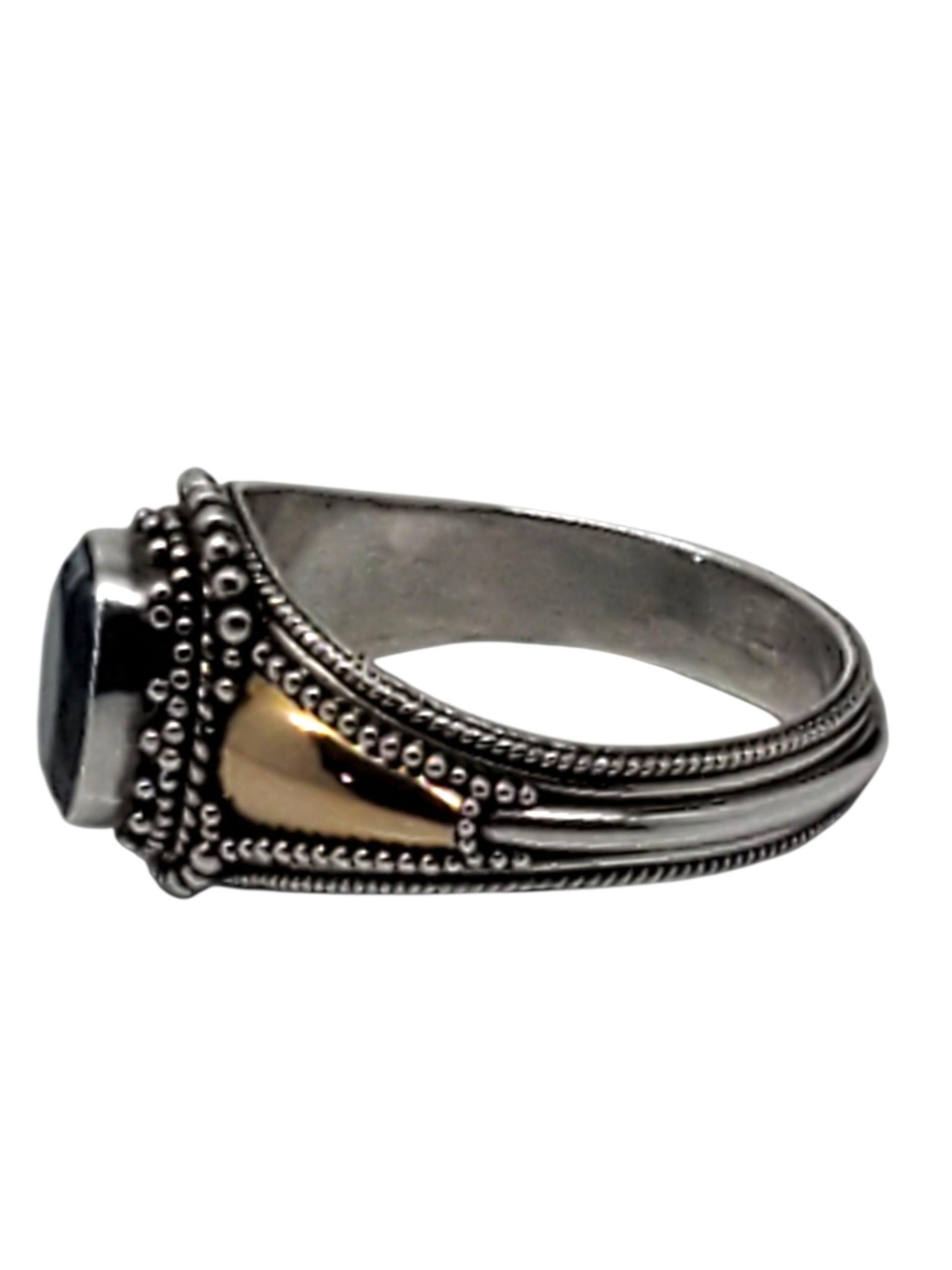 Contemporaneo Suarti Sterling Silve Anello in oro giallo 18k con topazio blu misura 9 #23745 in vendita