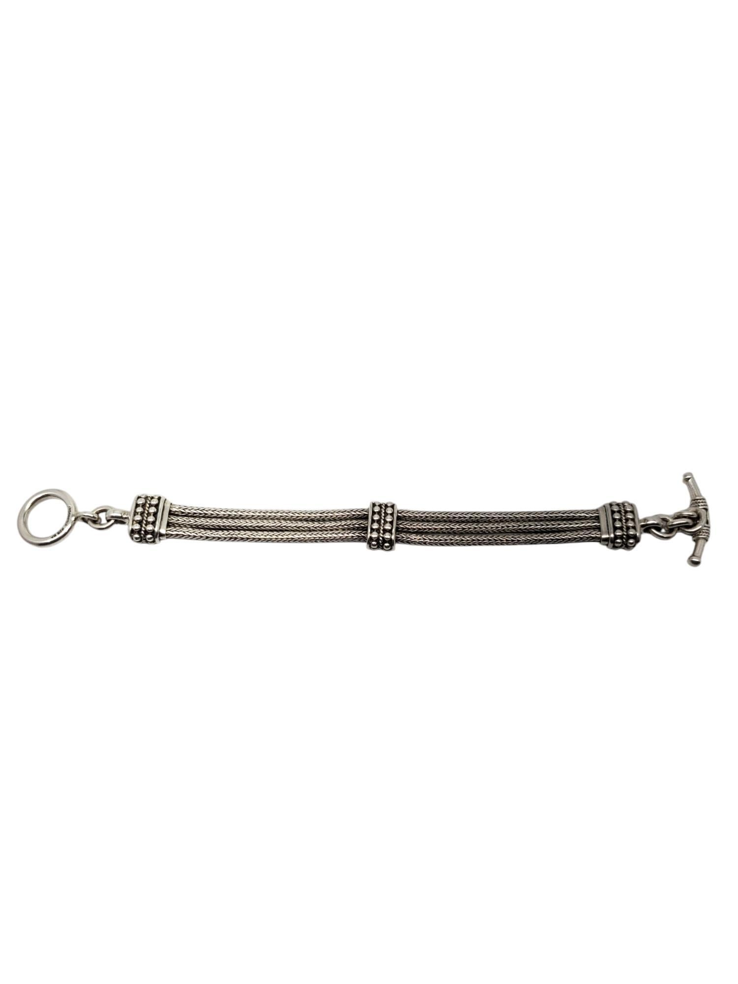 Suarti Sterling Silver Hand Woven 3 Chain Bracelet #20568 In Good Condition For Sale In Washington Depot, CT