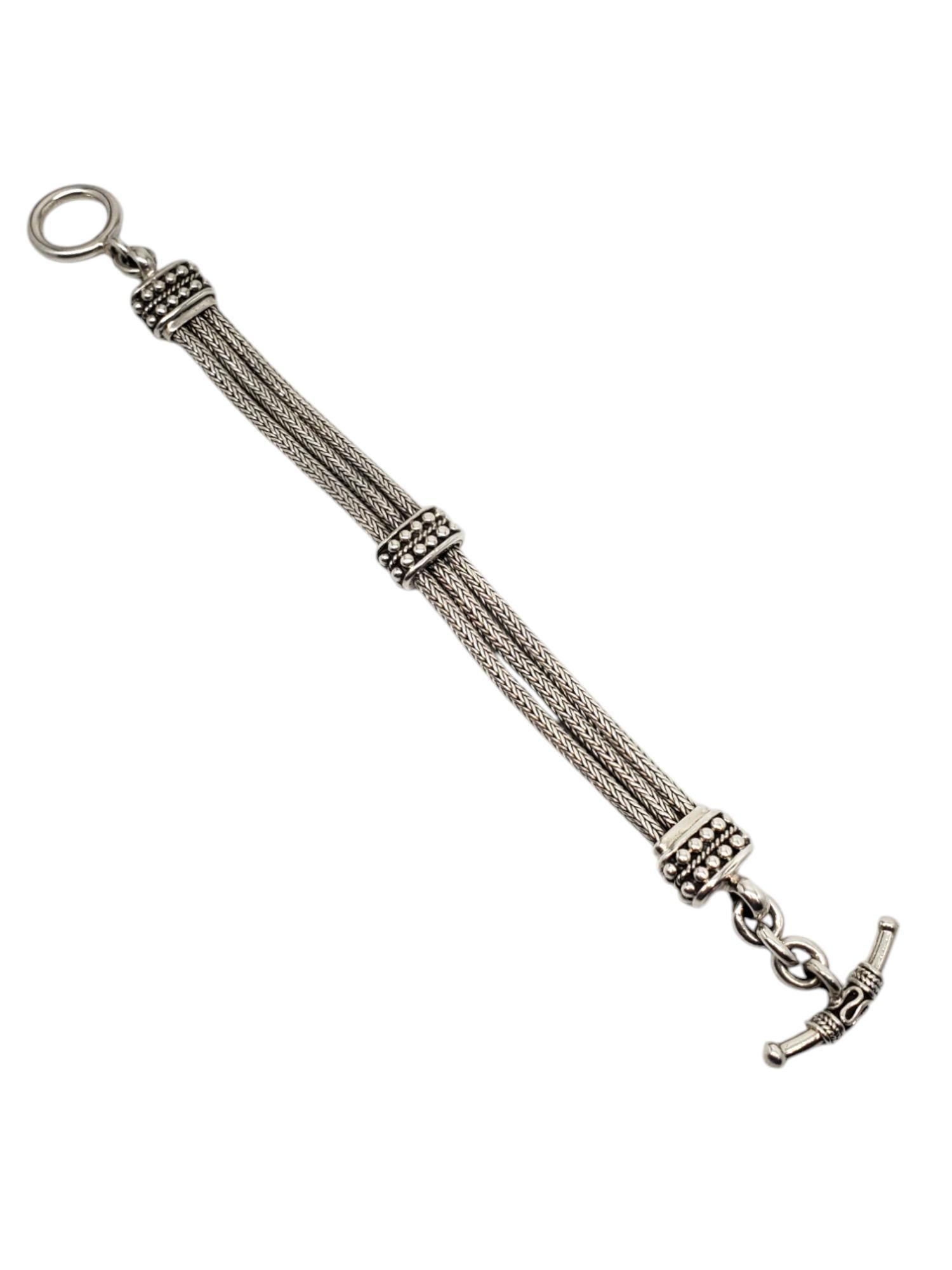 Women's Suarti Sterling Silver Hand Woven 3 Chain Bracelet #20568 For Sale