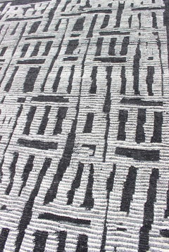 Sub-Geometric Abstract Design Modern Casual Rug in Black and Cream