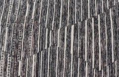 Sub-Geometric Diamond Stripes Modern Casual Rug in Black and Cream