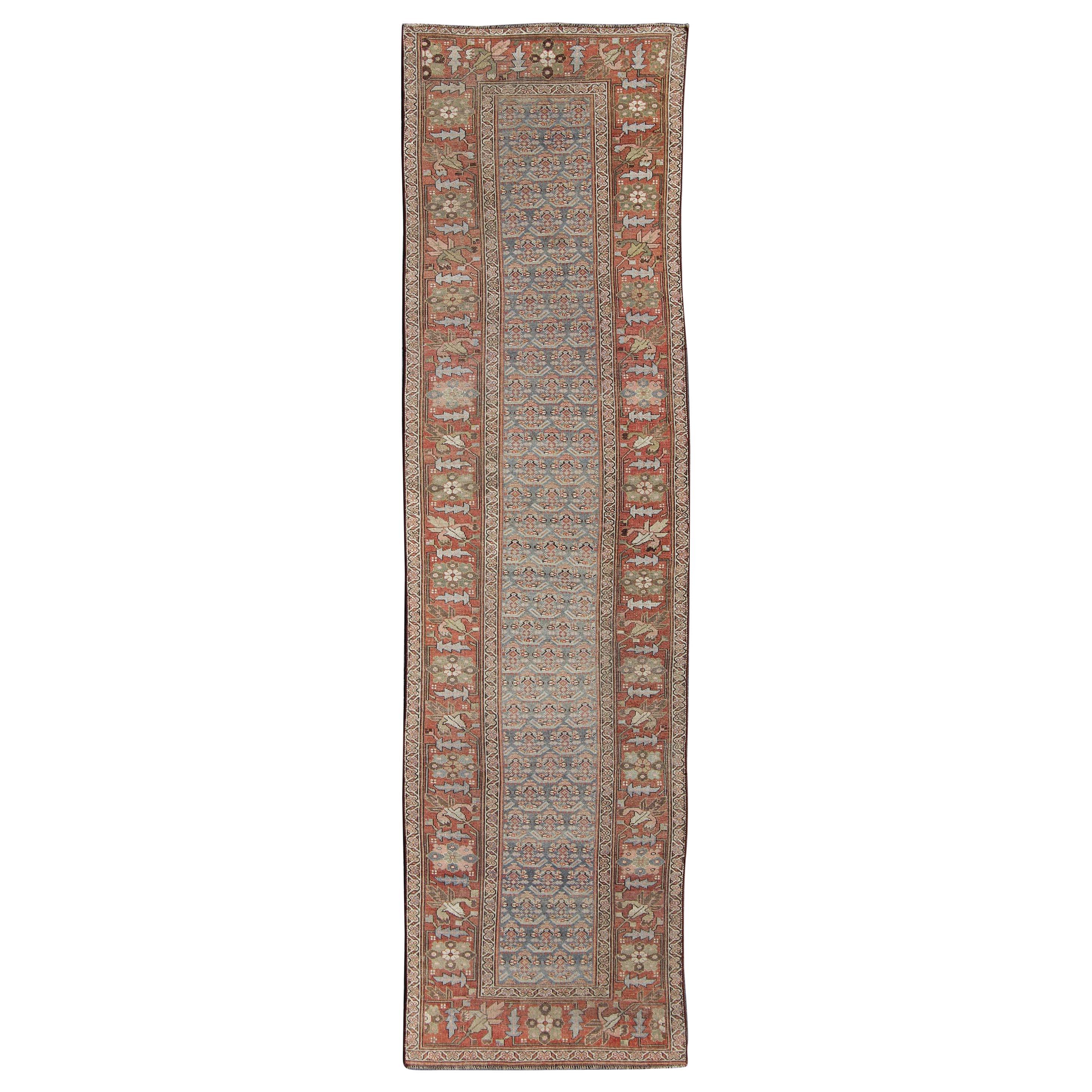 All Over Tribal Design Antique Persian Kurdish Runner by Keivan Woven Arts For Sale