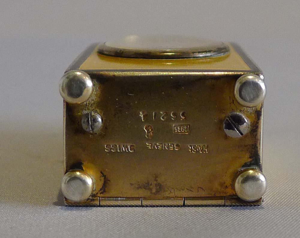 Sub Miniature Carriage Clock in Lemon Yellow Guilloche Enamel and Silver Gilt 1