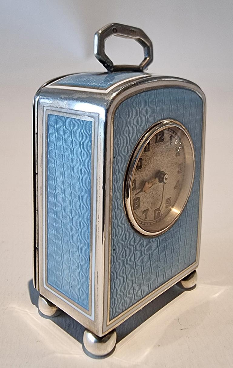 Sub Miniature Silver and Five Panel Blue Guilloche Enamel Carriage ...