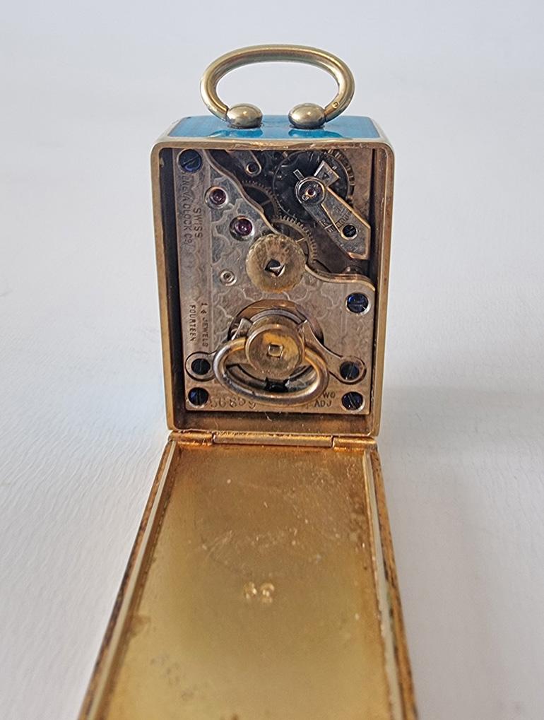 Miniatur-Silber- und Guilloche-Emaille-Karrenuhr von Tiffany's im Angebot 1