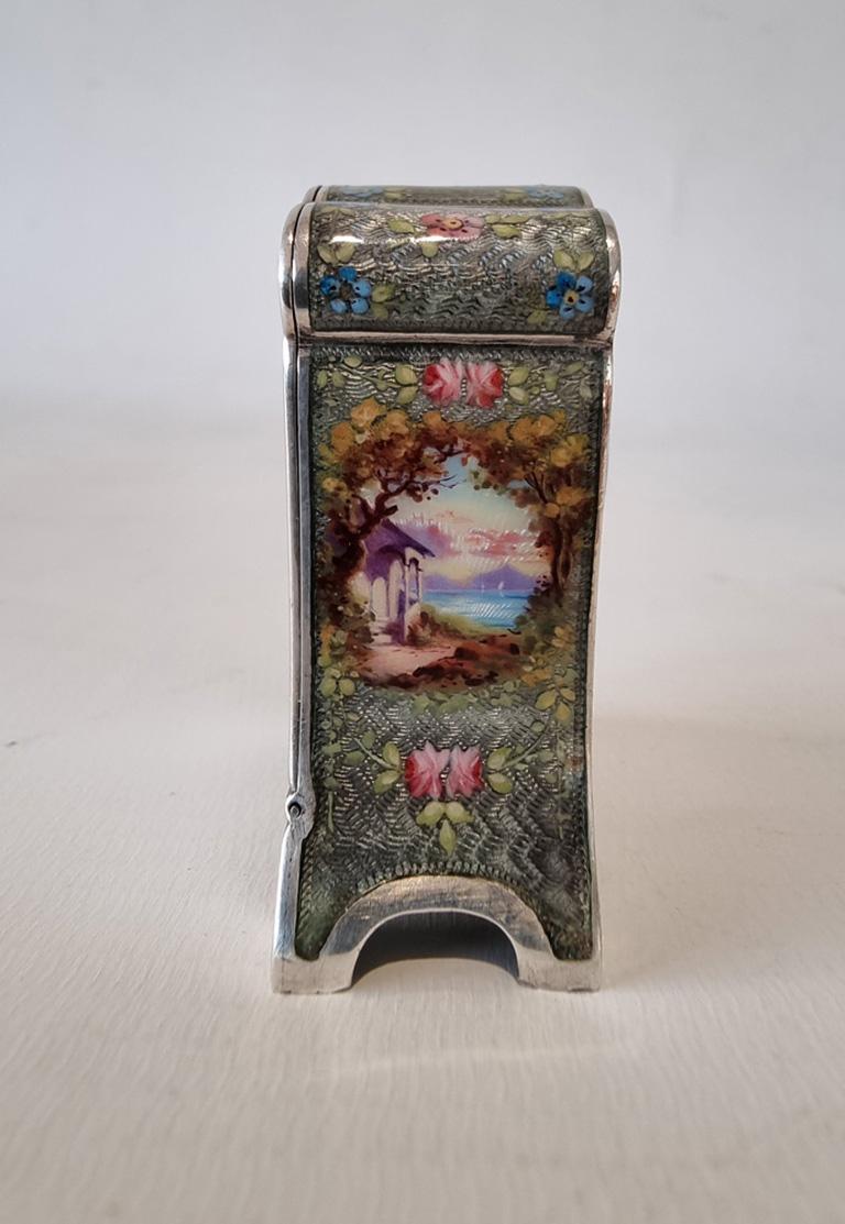 Sub Miniature Silver and Guilloche Enamel Carriage Clock For Sale at ...