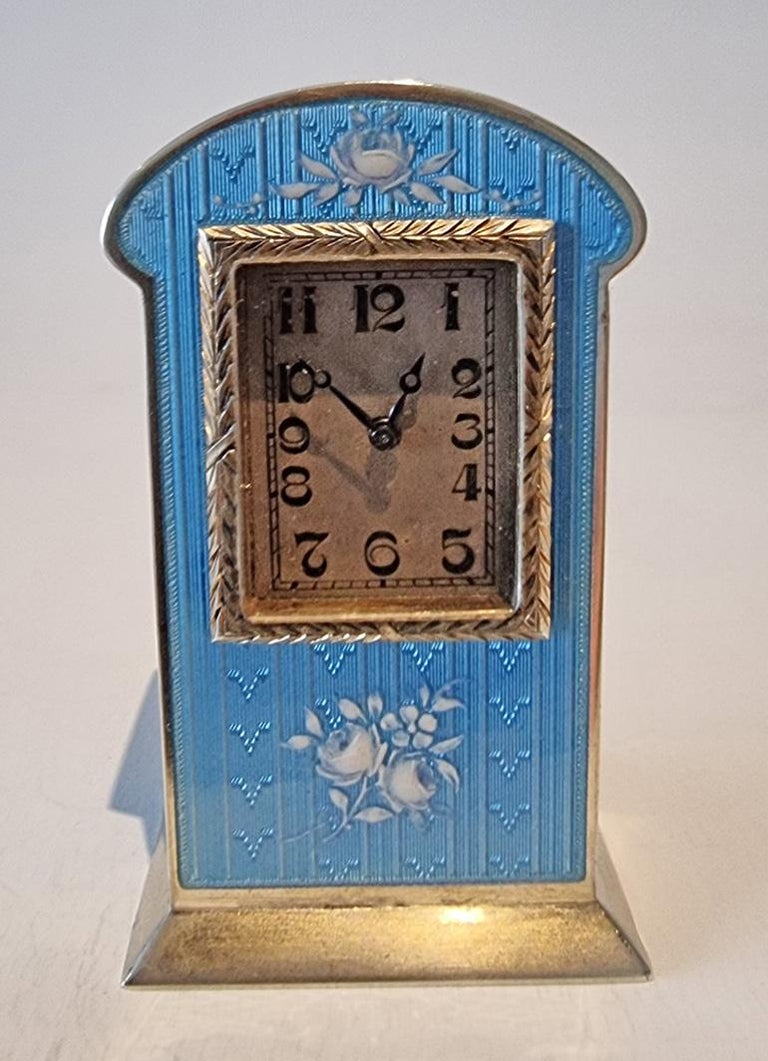 Sub Miniature Silver Gilt and Blue Guilloche Enamel Carriage Clock by ...