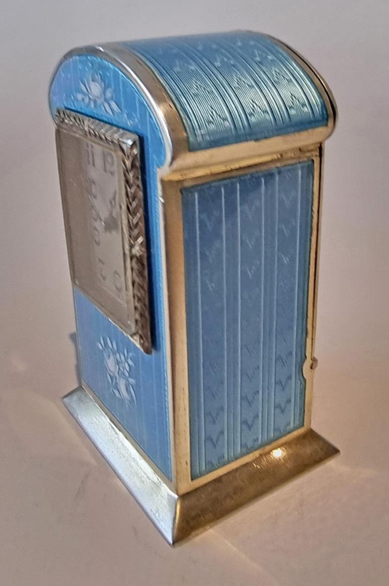 Sub Miniature Silver Gilt and Blue Guilloche Enamel Carriage Clock by ...