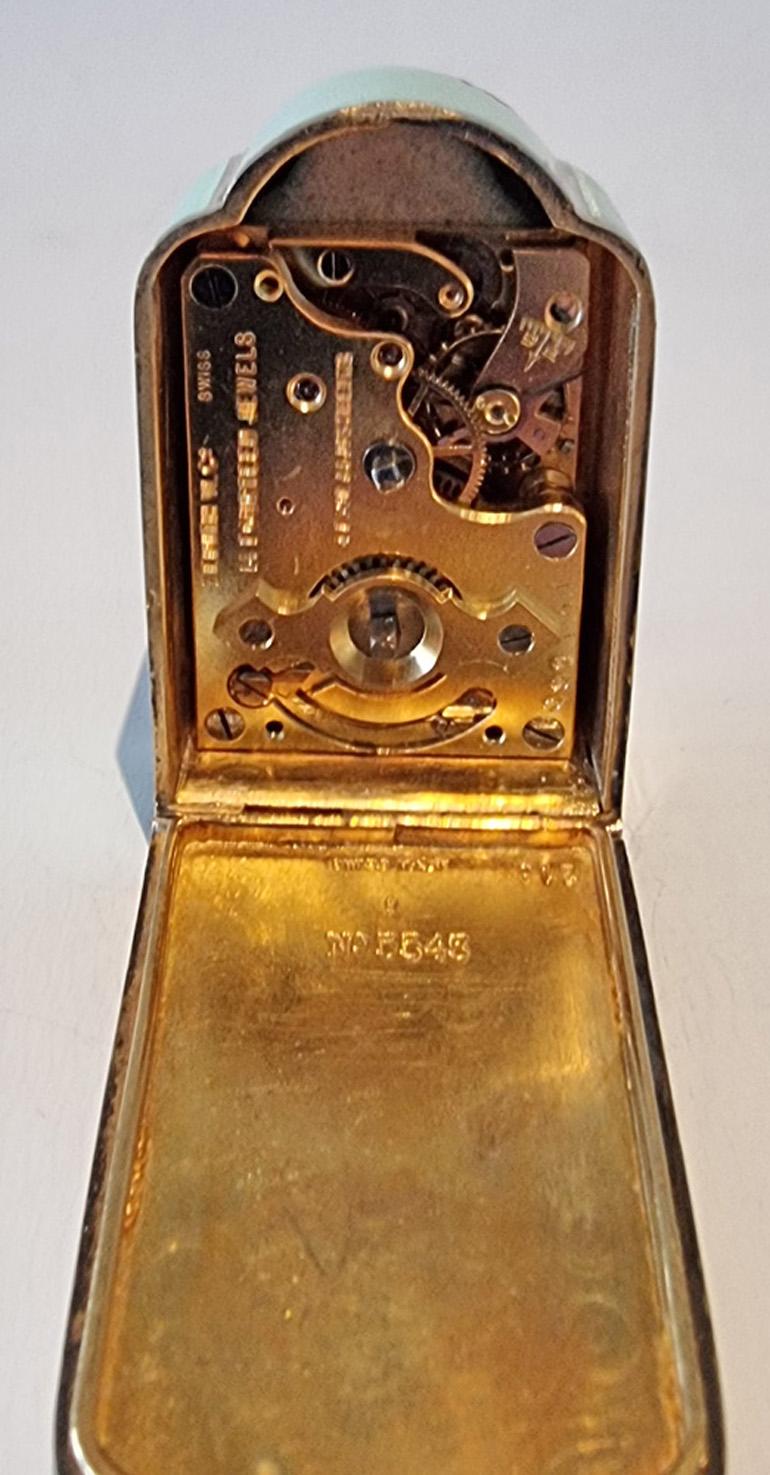 Sub Miniature Silver Gilt and Eau De Nil Guilloche Carriage Clock by Zenith 1