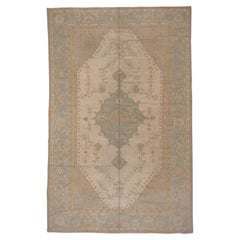 Subdued Antique Oushak Carpet, circa 1910s