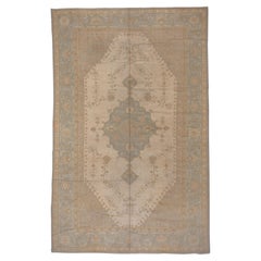 Subdued Antique Oushak Carpet, circa 1910s
