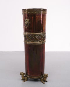 Suberb Jugendstil Umbrella Stand Brass Copper Bronze, 1920s