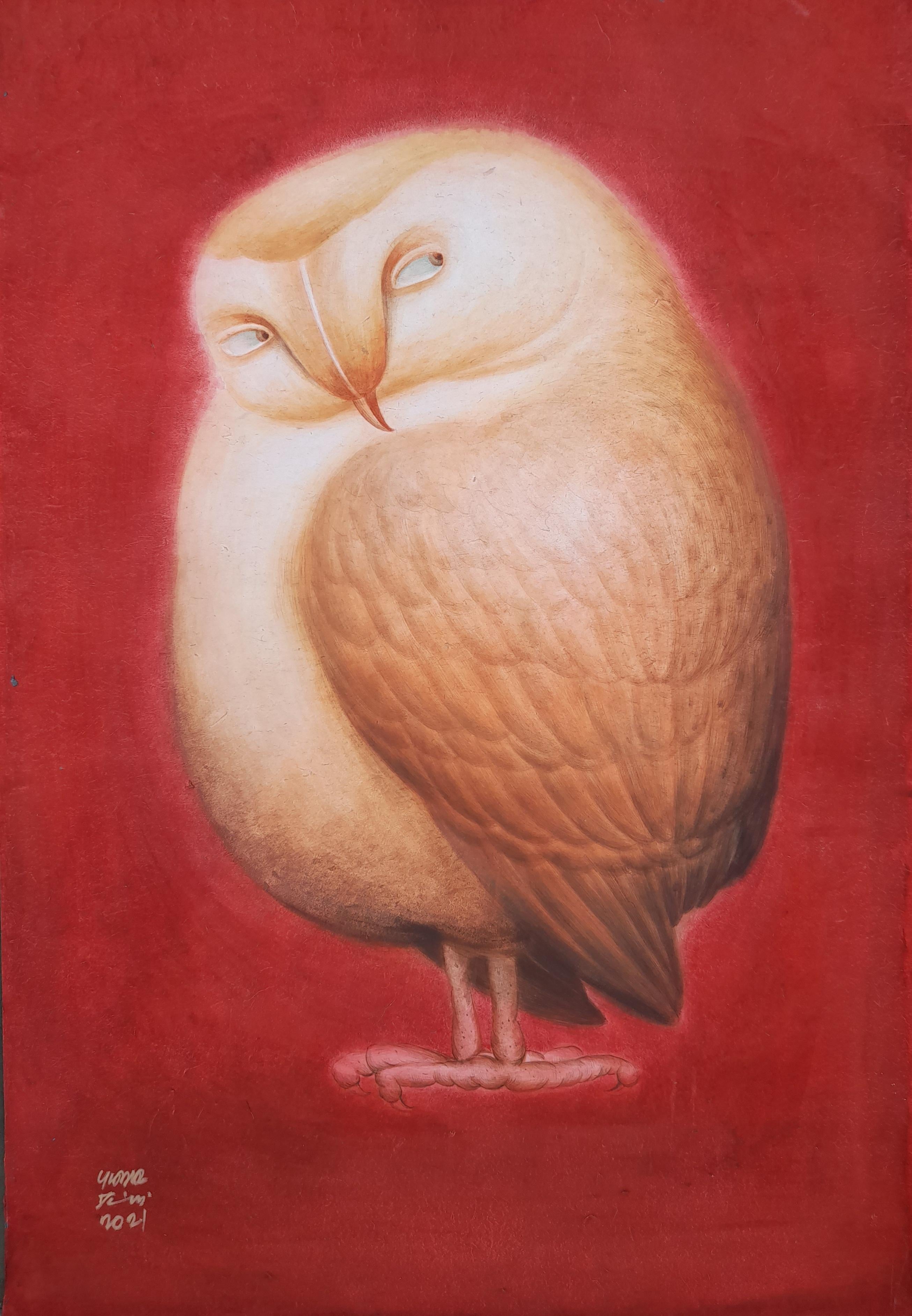 Subir Dey Animal Painting - The owl