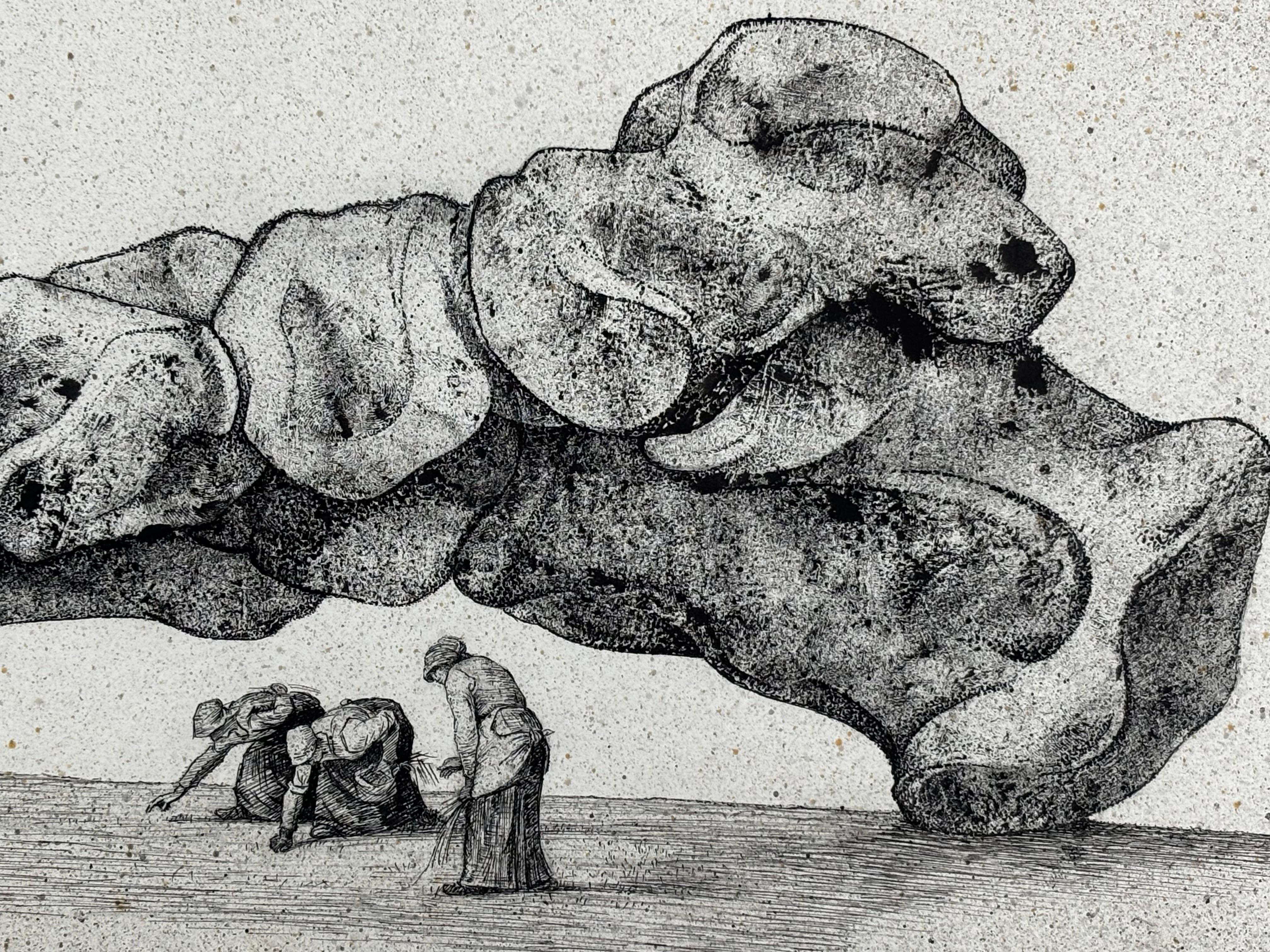 DIBUJO - JOSEP MARIA SUBIRACHS - HOMENAJE A MILLET, 1974. For Sale 2