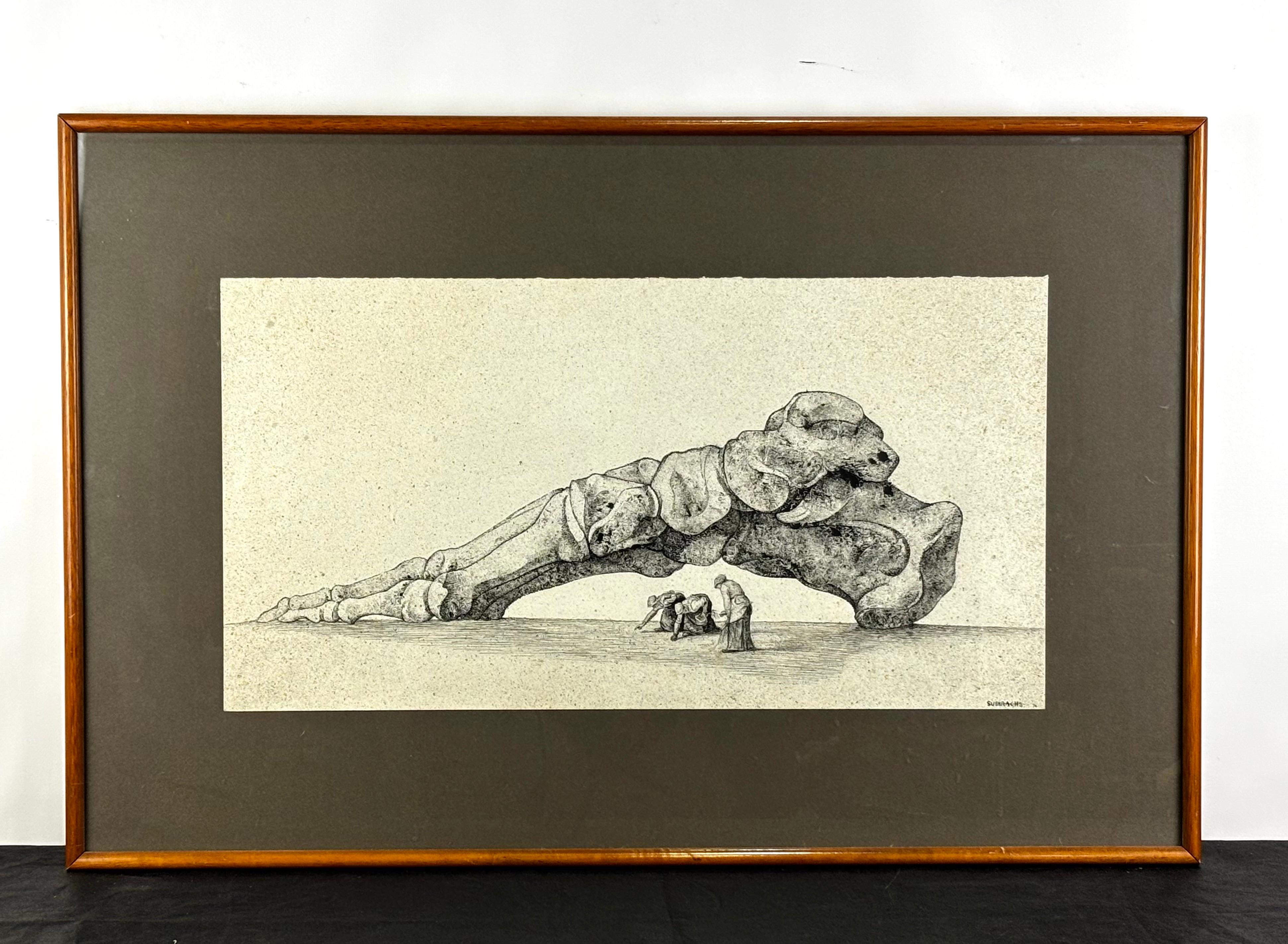 DIBUJO - JOSEP MARIA SUBIRACHS - HOMENAJE A MILLET, 1974.