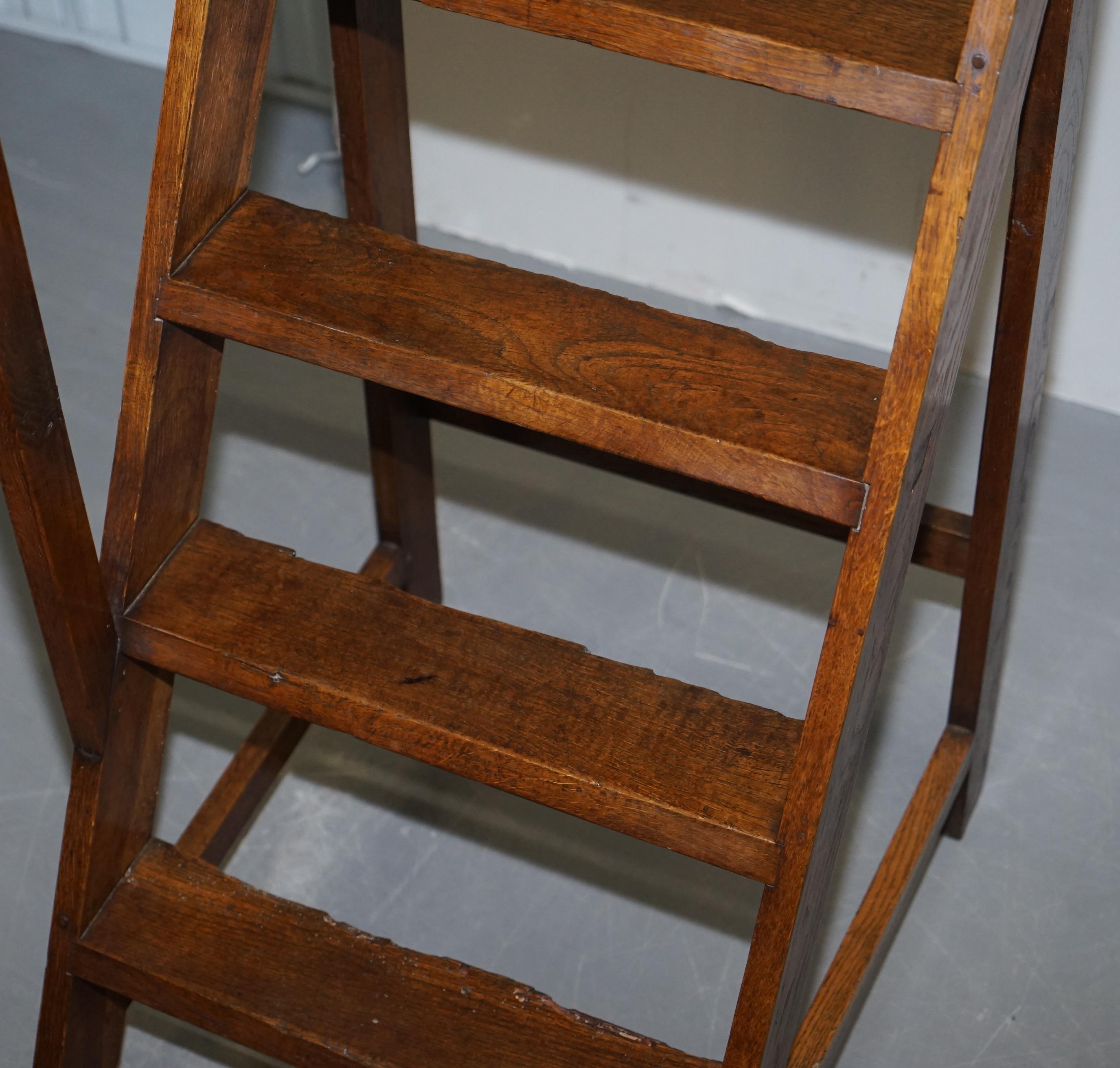 Sublime Tall Victorian English Oak Antique Library Steps Exquisite Quality 3