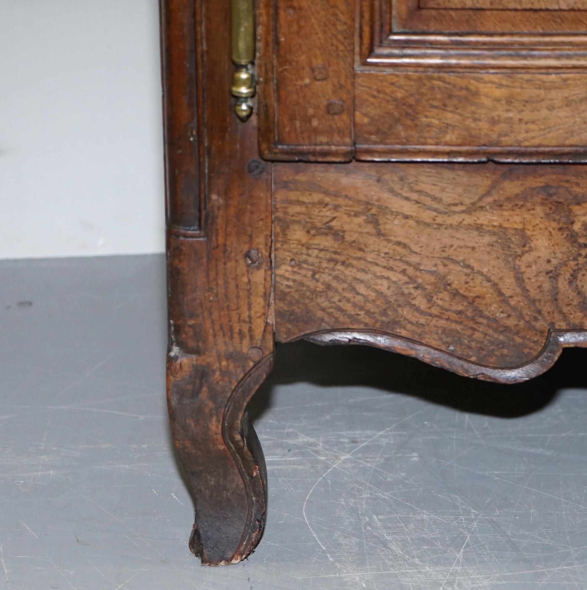 Sublime 18th Century Oak with Oversized Brass Fittings Armoire or Pot Cupboard 1