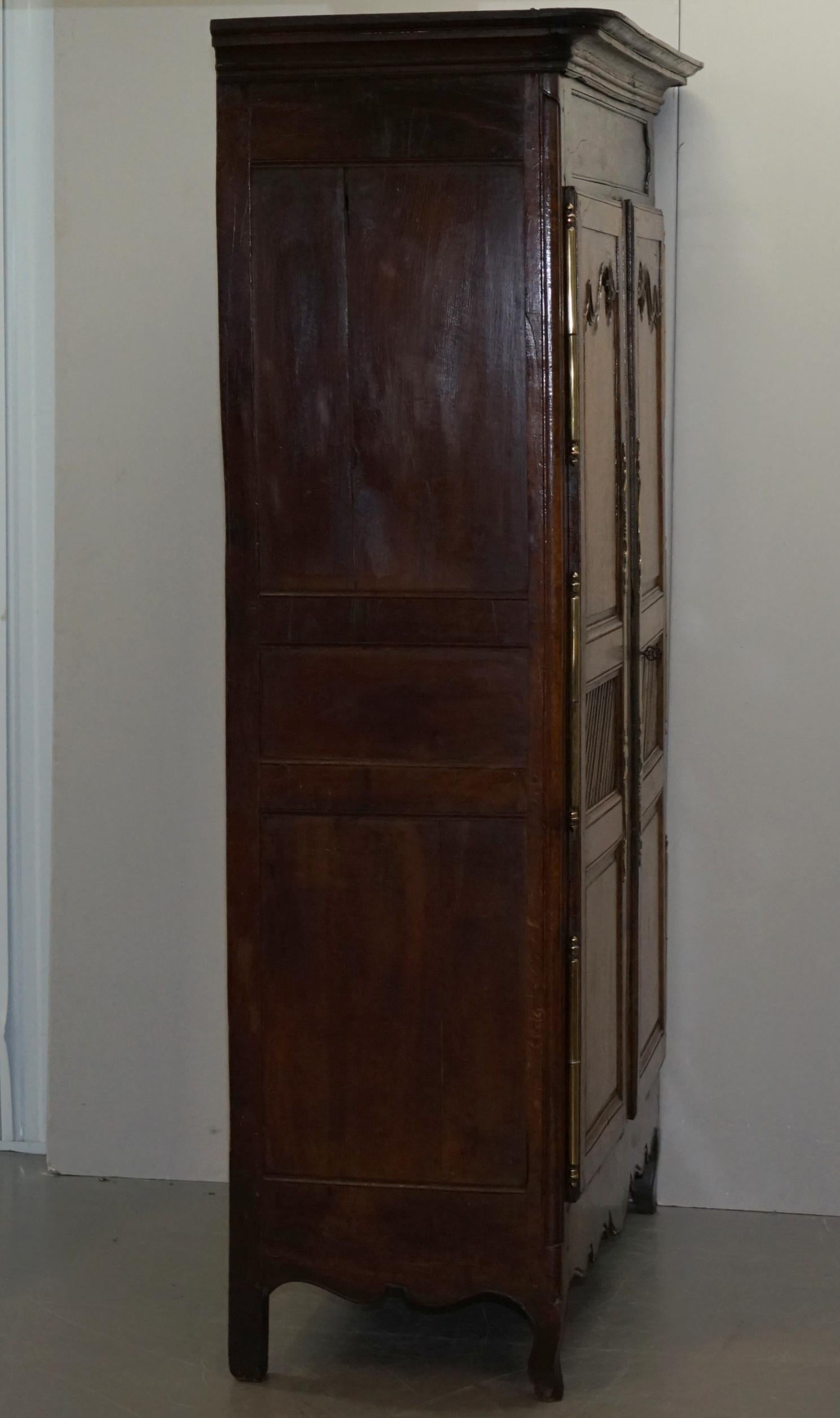 Sublime 18th Century Oak with Oversized Brass Fittings Armoire or Pot Cupboard 2