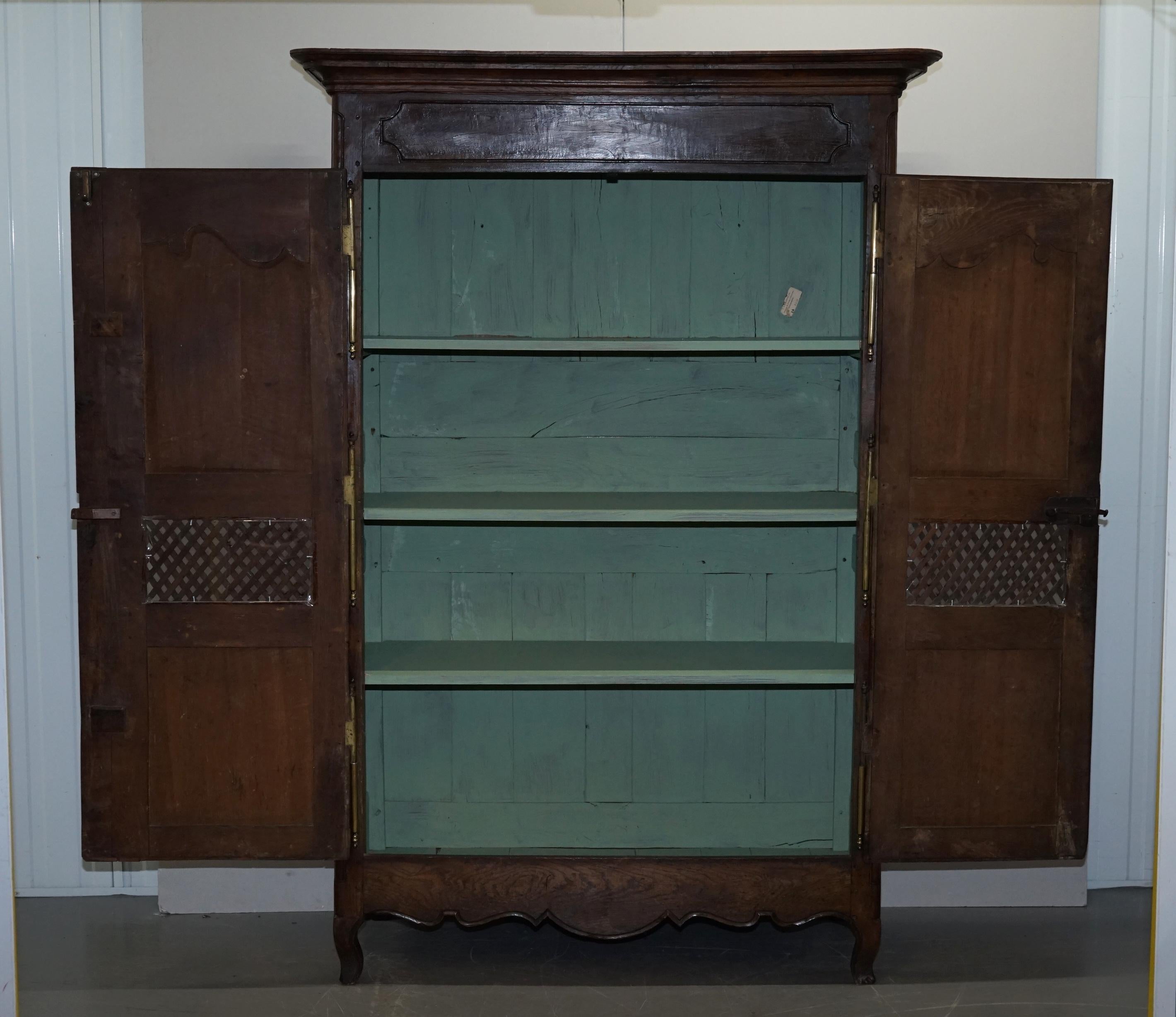 Sublime 18th Century Oak with Oversized Brass Fittings Armoire or Pot Cupboard 6