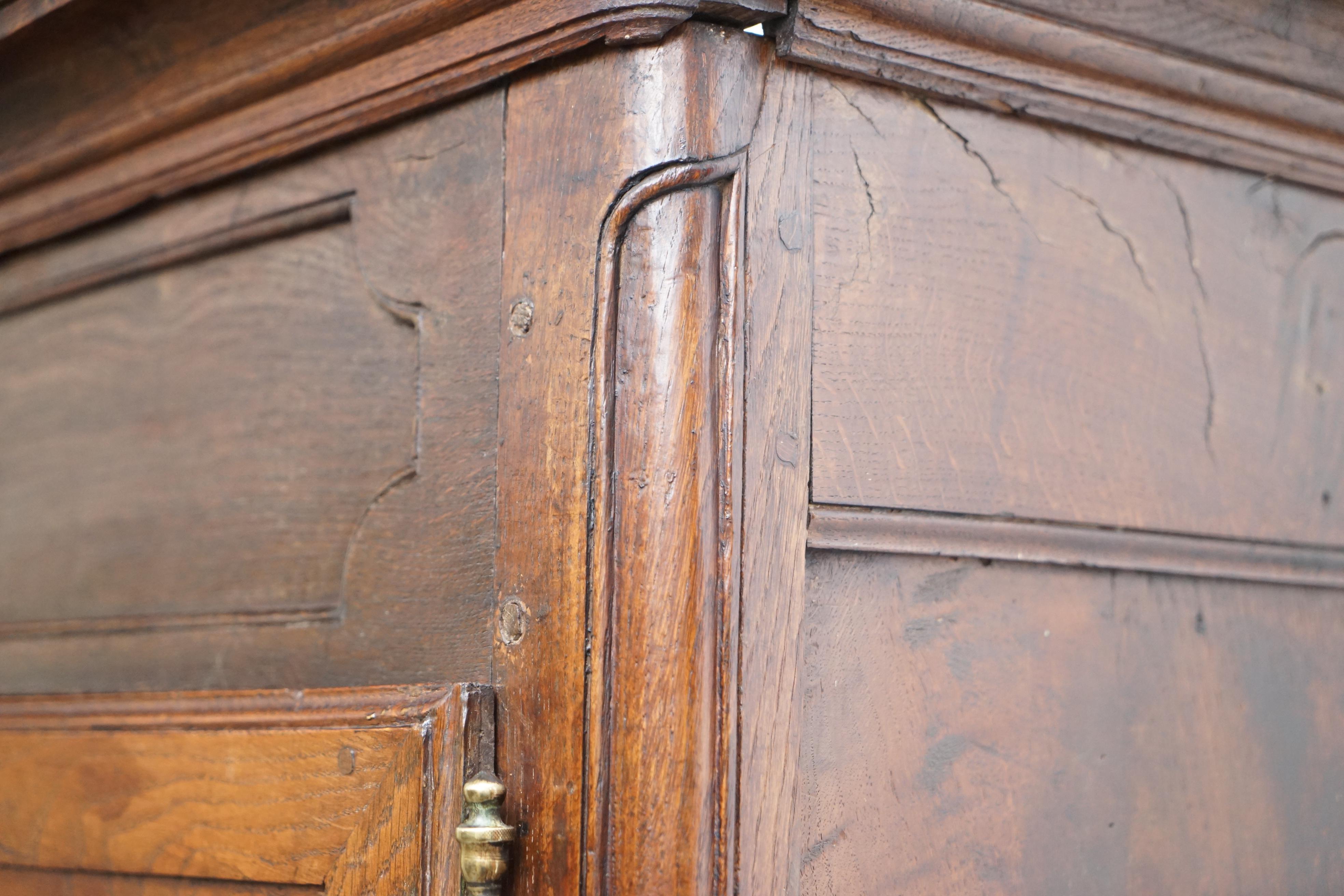 Sublime 18th Century Oak with Oversized Brass Fittings Armoire or Pot Cupboard 11