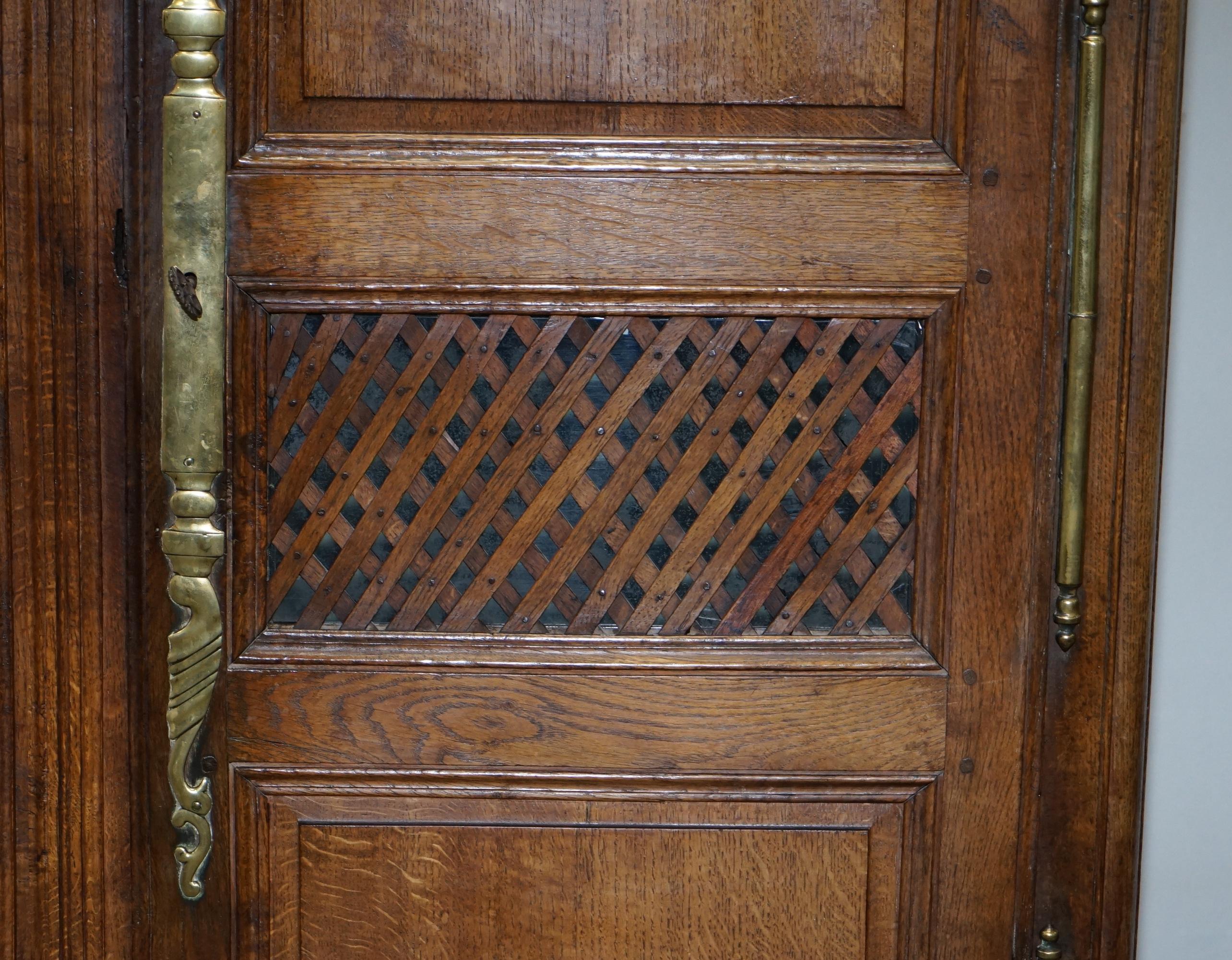 George III Sublime 18th Century Oak with Oversized Brass Fittings Armoire or Pot Cupboard