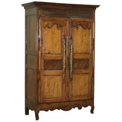 Sublime 18th Century Oak with Oversized Brass Fittings Armoire or Pot Cupboard