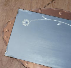 Sublime 1930's Art Deco Peach Glass Bevelled Venetian Oval Flower Petal Mirror