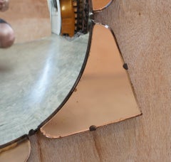 Sublime 1930's Convex Art Deco Peach Glass Bevelled Venetian Round Petal Mirror