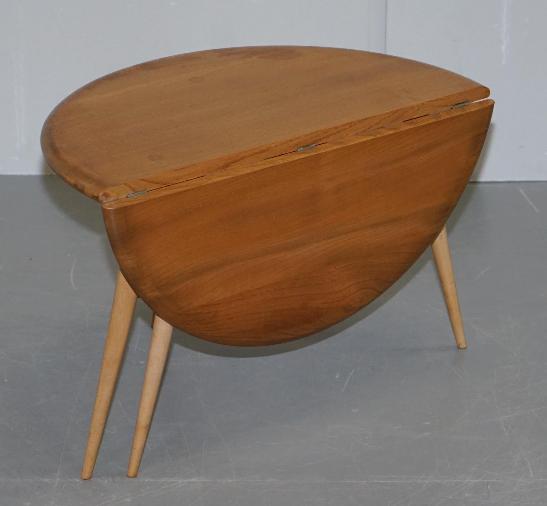 Sublime 1960s Solid Elm Ercol G Plan Folding Drop-Leaf Coffee or Side Table 4