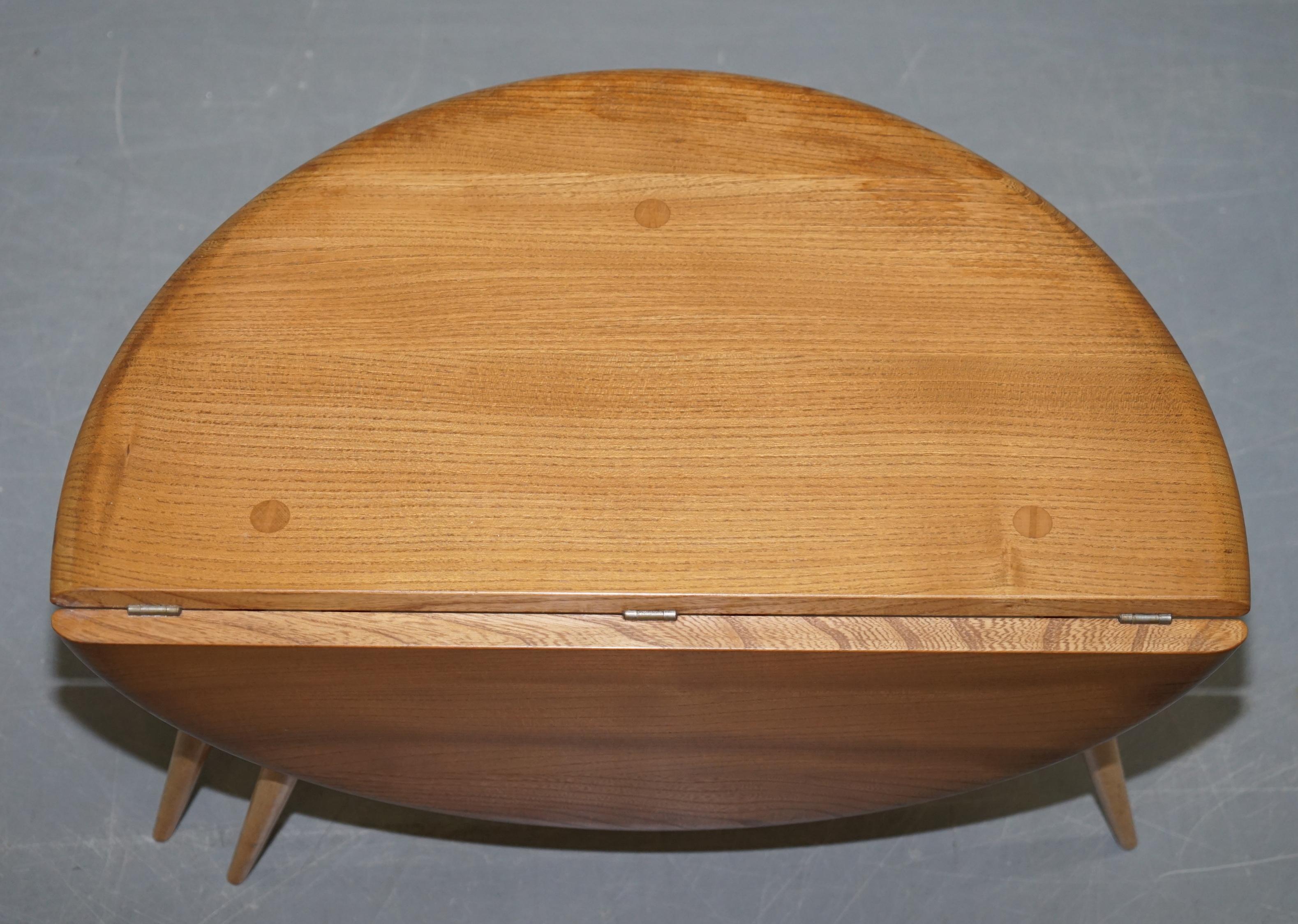 Sublime 1960s Solid Elm Ercol G Plan Folding Drop-Leaf Coffee or Side Table 5