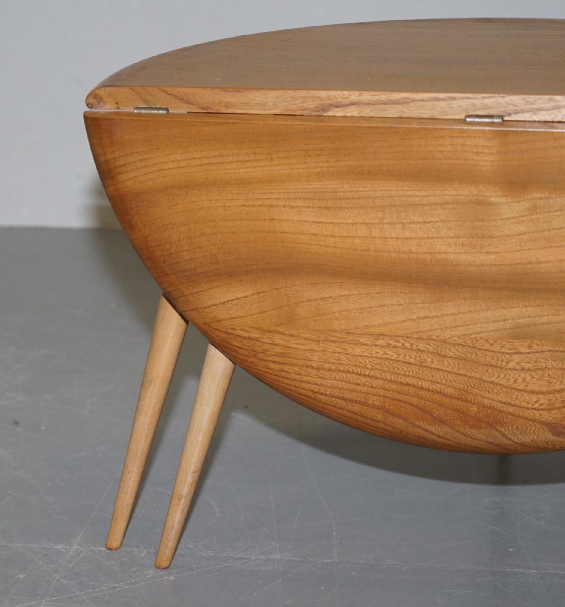Sublime 1960s Solid Elm Ercol G Plan Folding Drop-Leaf Coffee or Side Table 6
