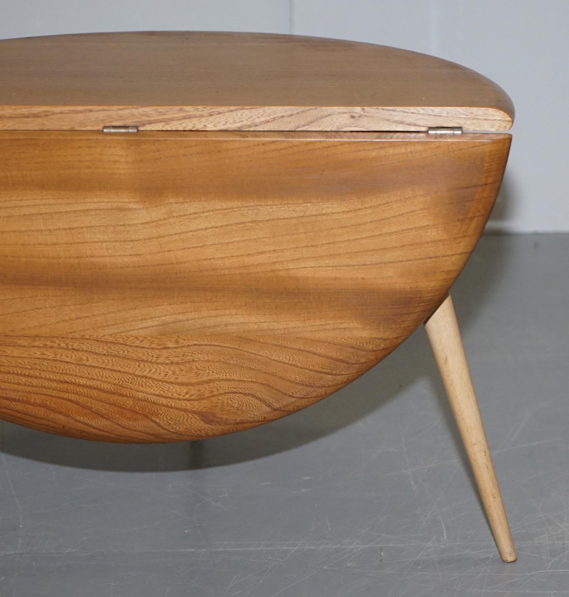 Sublime 1960s Solid Elm Ercol G Plan Folding Drop-Leaf Coffee or Side Table 7