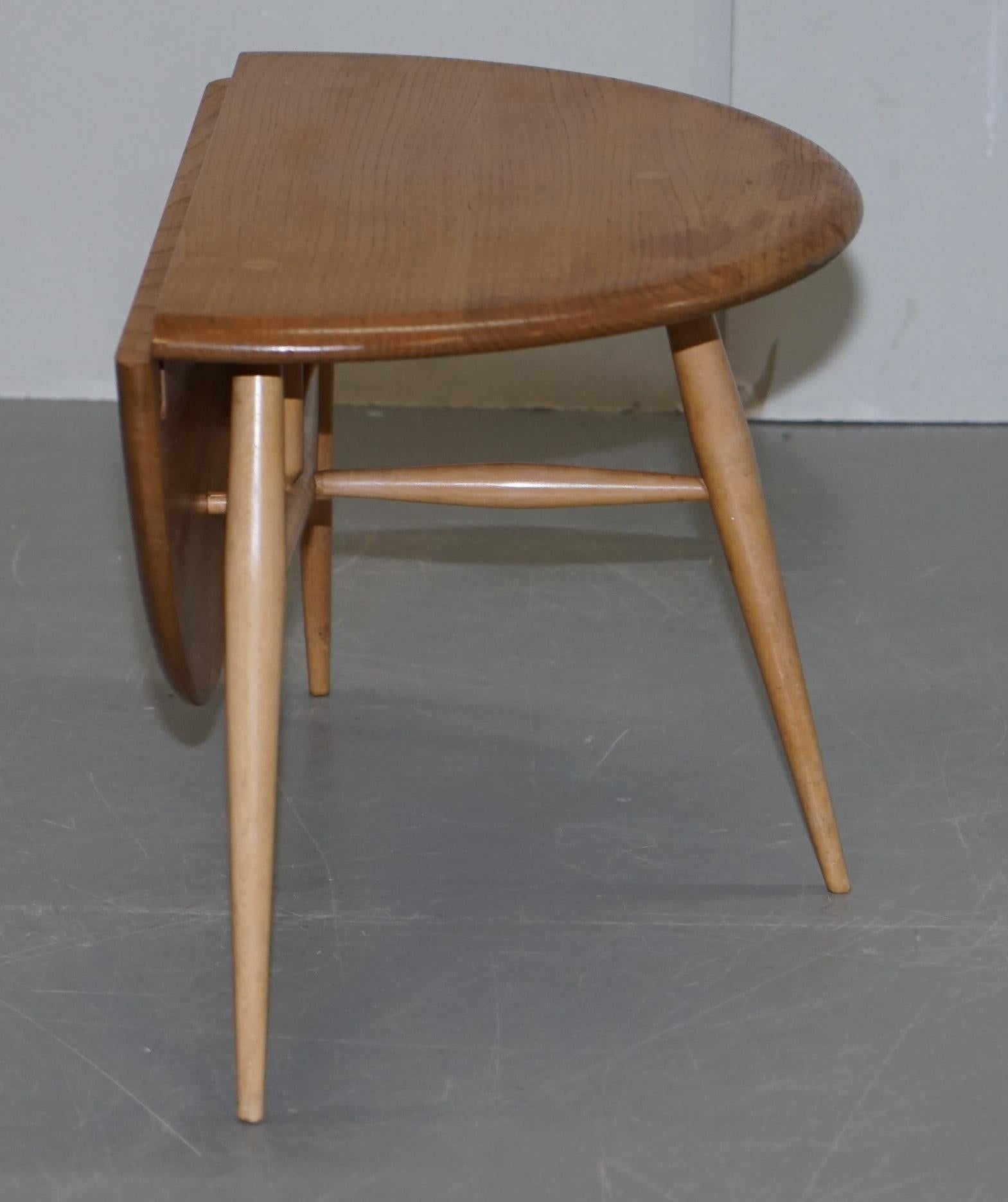 Sublime 1960s Solid Elm Ercol G Plan Folding Drop-Leaf Coffee or Side Table 8