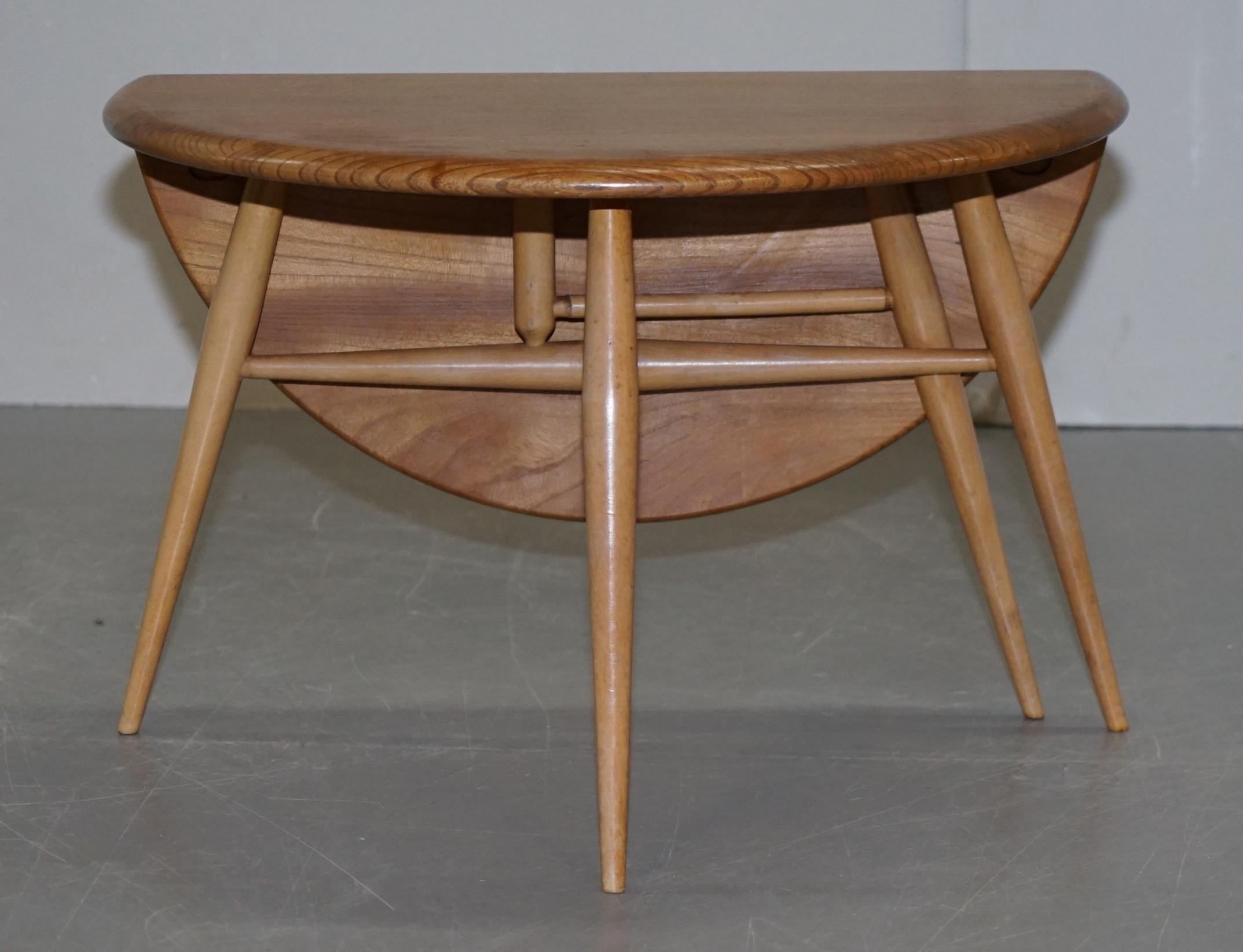 Sublime 1960s Solid Elm Ercol G Plan Folding Drop-Leaf Coffee or Side Table 9