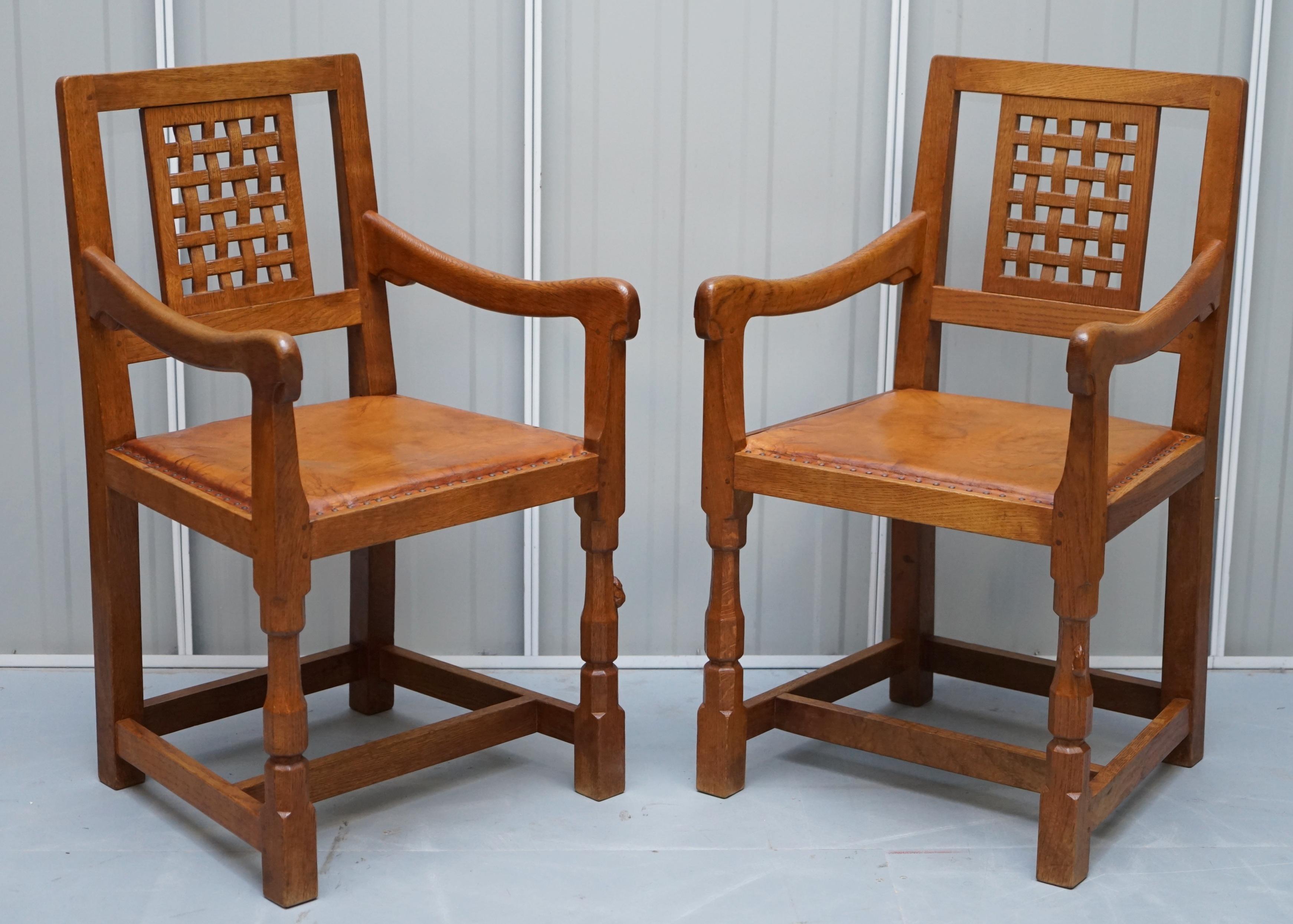 Sublime 1968 Robert Mouseman Thompson Refectory Dining Table & Eight Chairs 8 4
