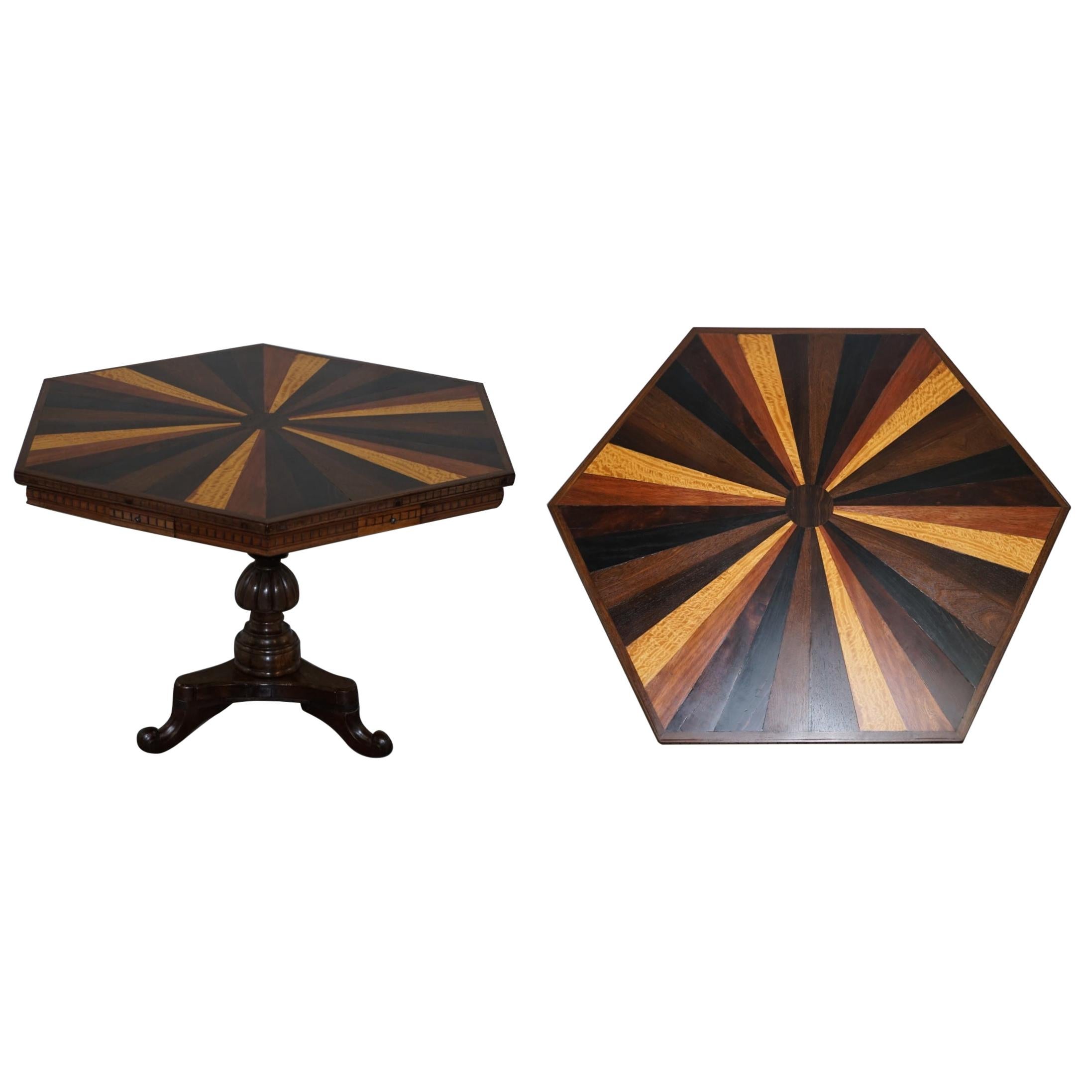 Sublime 19th Century Anglo-Indian Specimen Sample Wood Centre Occasional Table For Sale