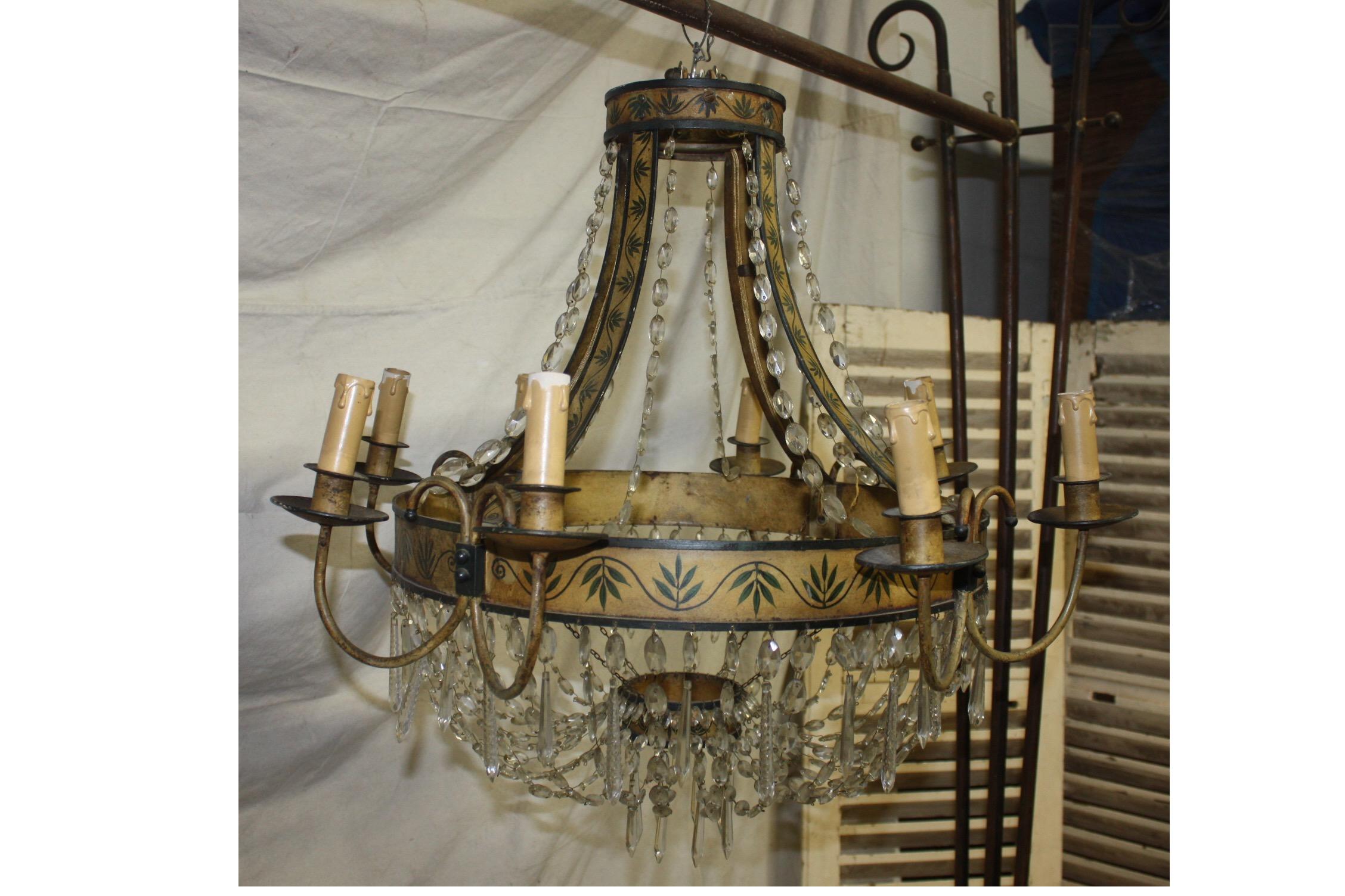 Hand-Painted Sublime 19th Century French Empire Chandelier For Sale