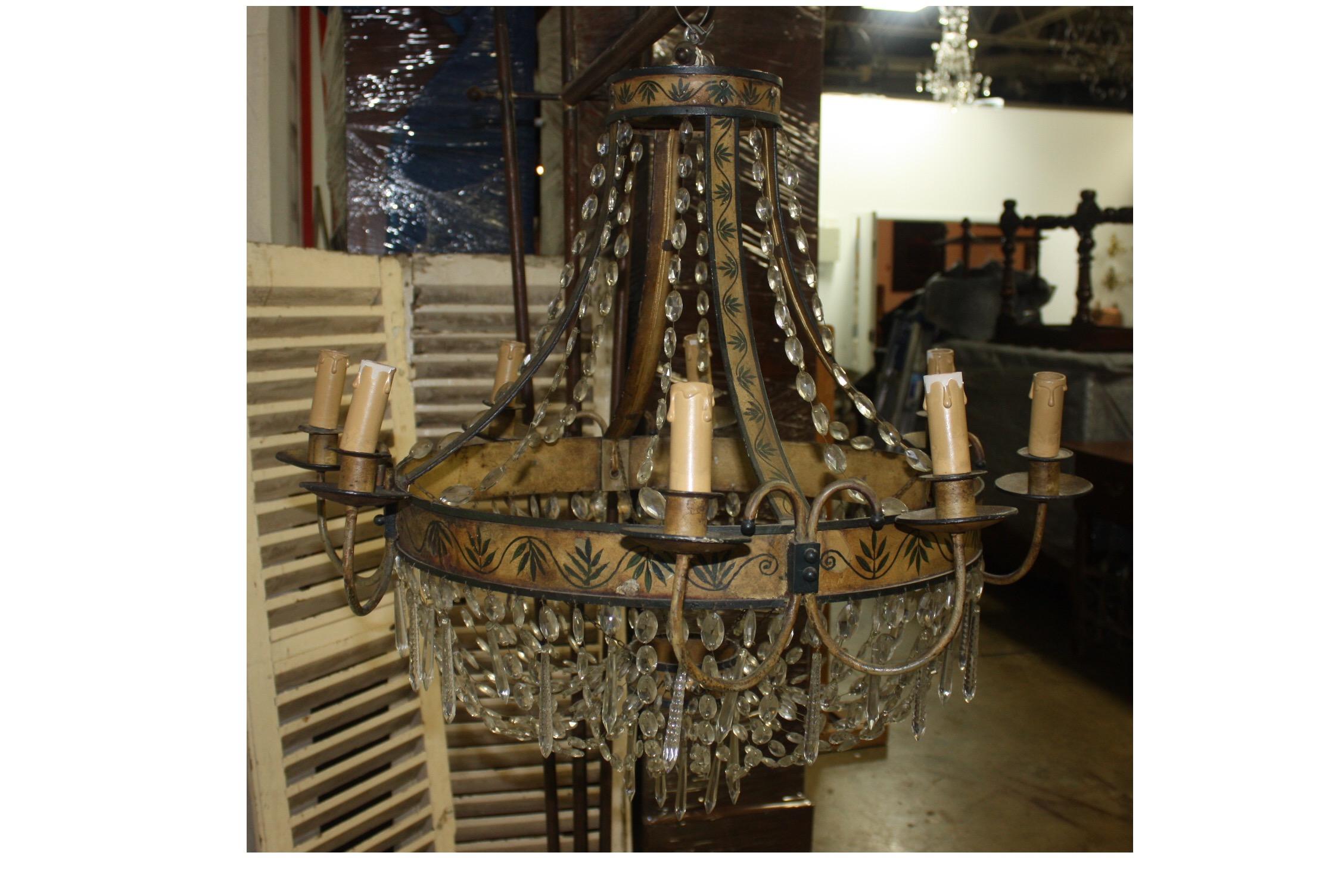 Dipinto a mano Sublime lampadario impero francese del XIX secolo in vendita